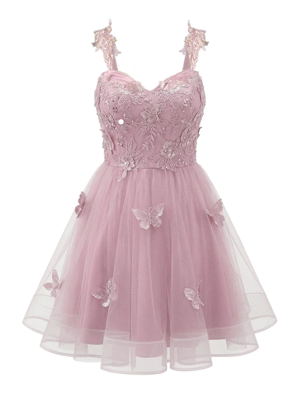 [Vorverkauf] Rosa 1960er Schmetterling Tüll Glitzer Heimkehr Kleid - Image 2