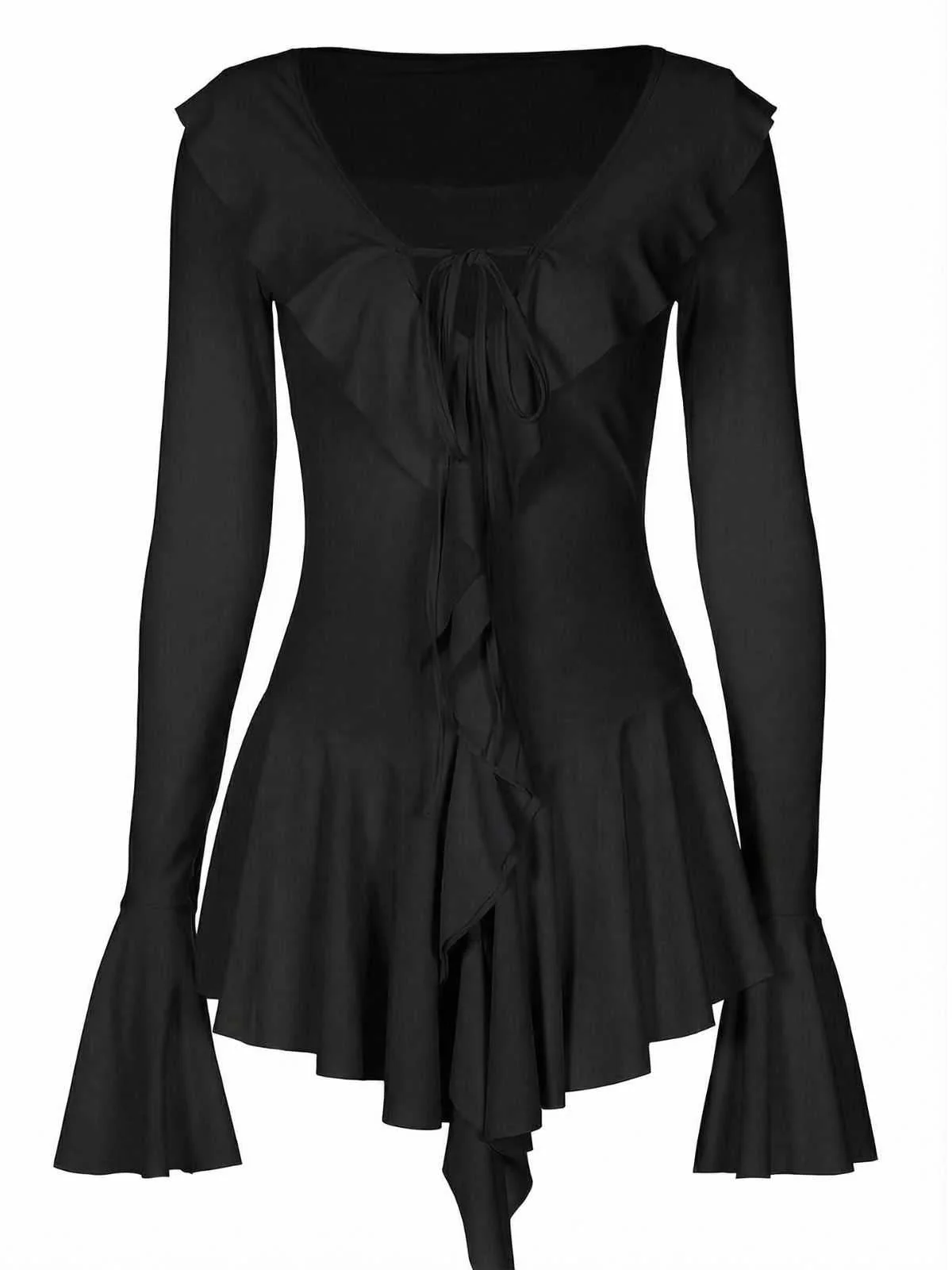 Rosa 1960er V-Ausschnitt Rüschen Ausgestellt Ärmel Kleid - Image 14