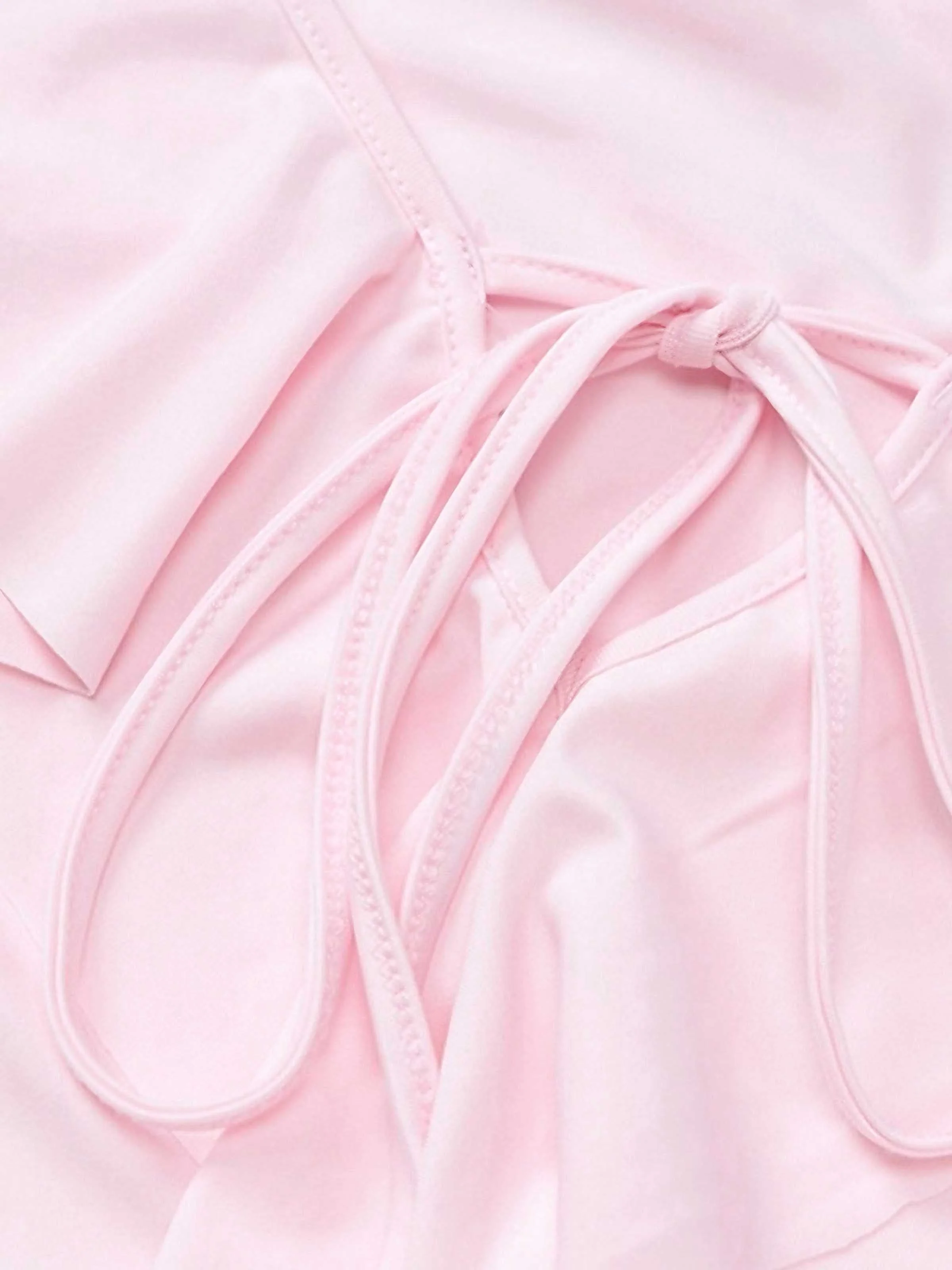 Rosa 1960er V-Ausschnitt Rüschen Ausgestellt Ärmel Kleid - Image 8