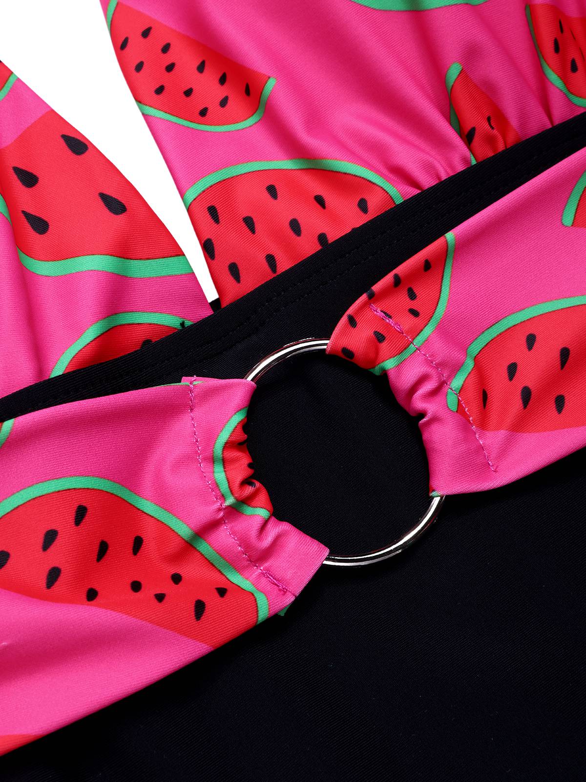 Rosa 1960er Wassermelone Tief-V Halter Badeanzug - Image 6