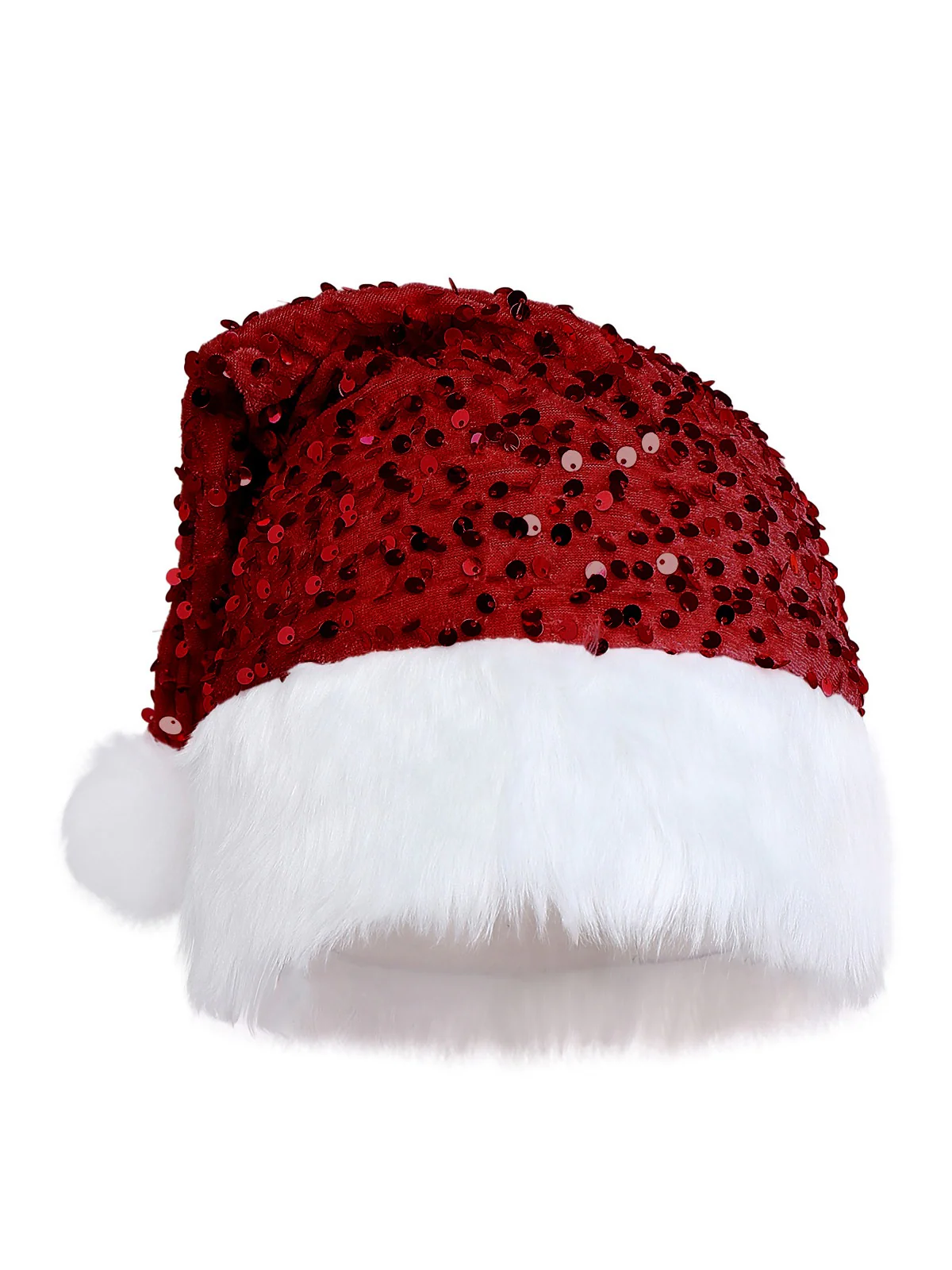 Rot 1960er Weihnachten Fell Pailletten Trägerlos Kleid - Image 3