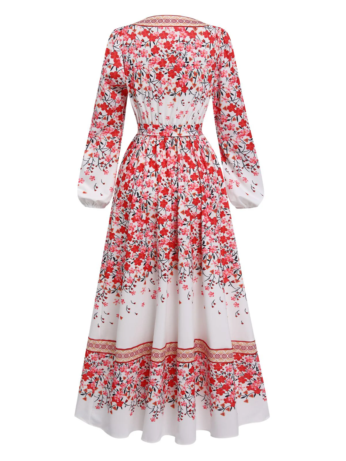 Rosa 1970er Blumen Boho V-Ausschnitt Kleid - Image 2