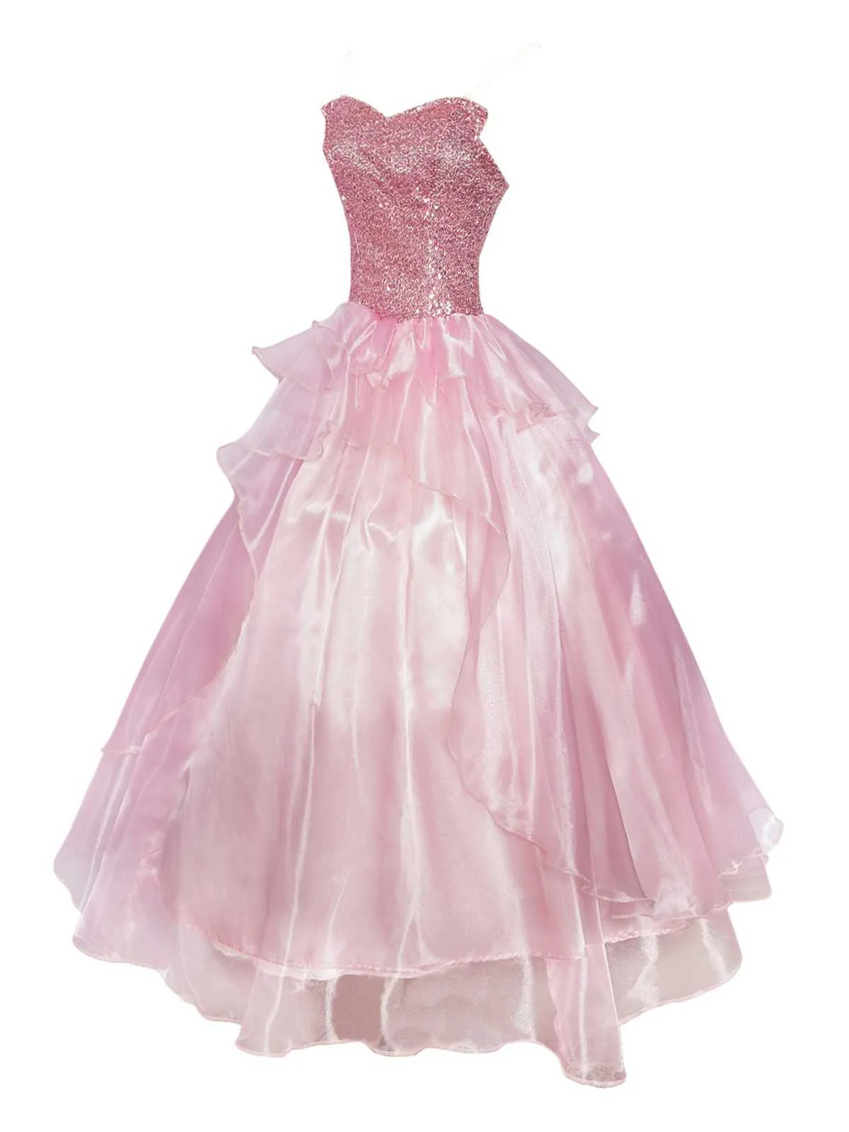 Rosa 1970er Böse Pailletten Prinzessinnen Lagen Tüllkleid - Image 2