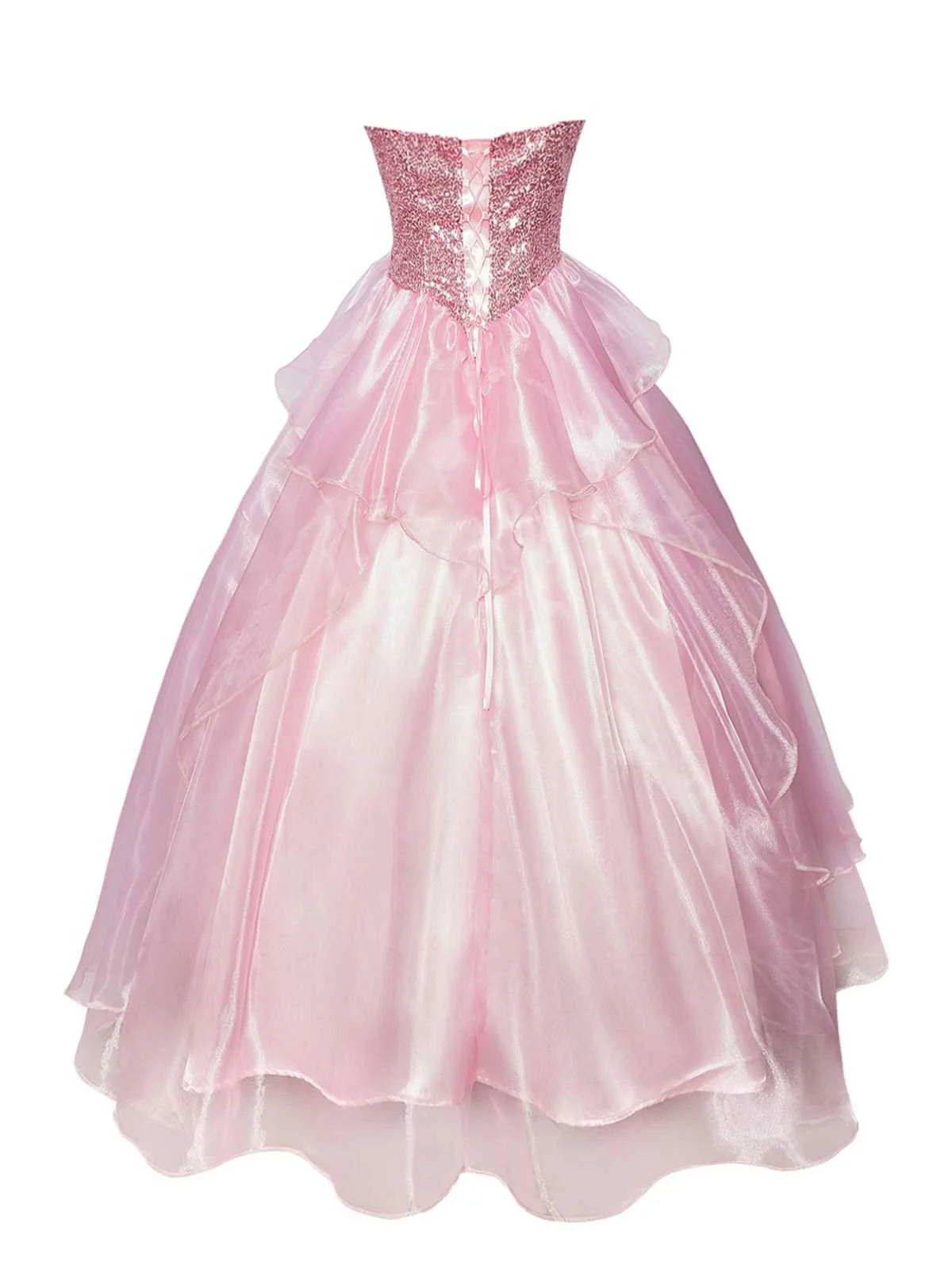 Rosa 1970er Böse Pailletten Prinzessinnen Lagen Tüllkleid - Image 3