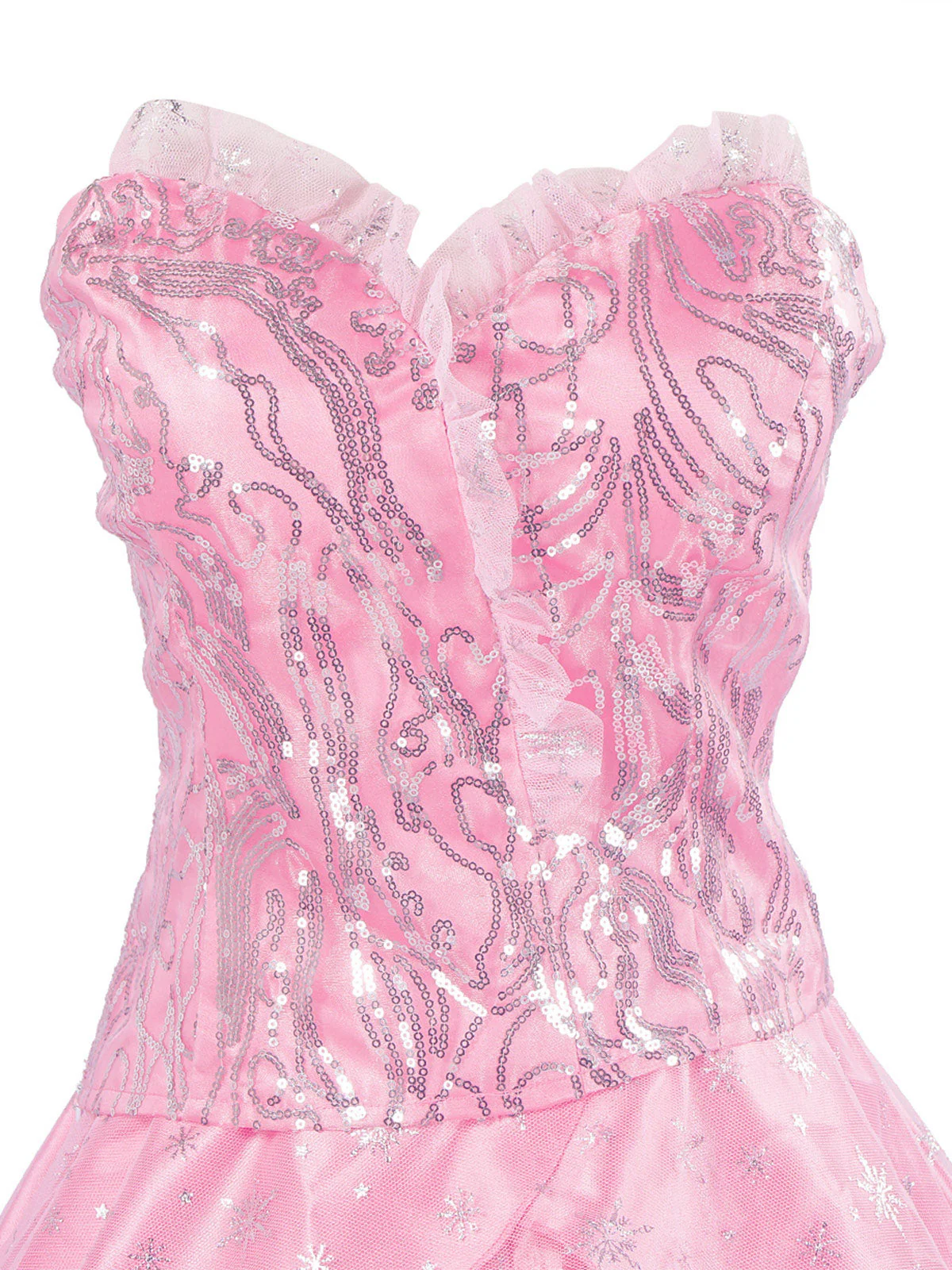 Rosa 1970er Glinda Wicked Pailletten Top & Swing Netz Rock - Image 4