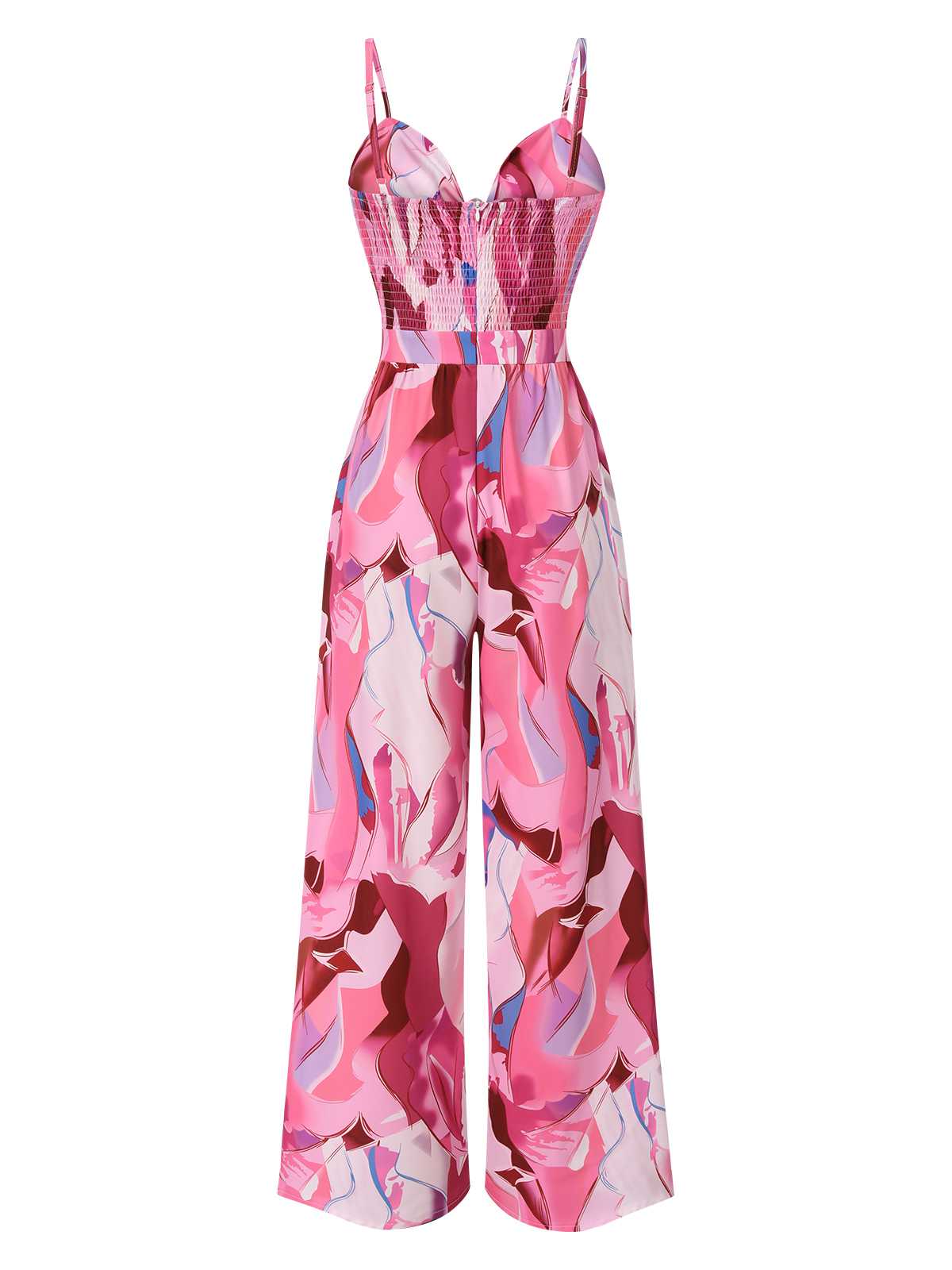 Rosa 1970er Gurt Psychedelischer Druck Front-Tie Jumpsuit - Image 2