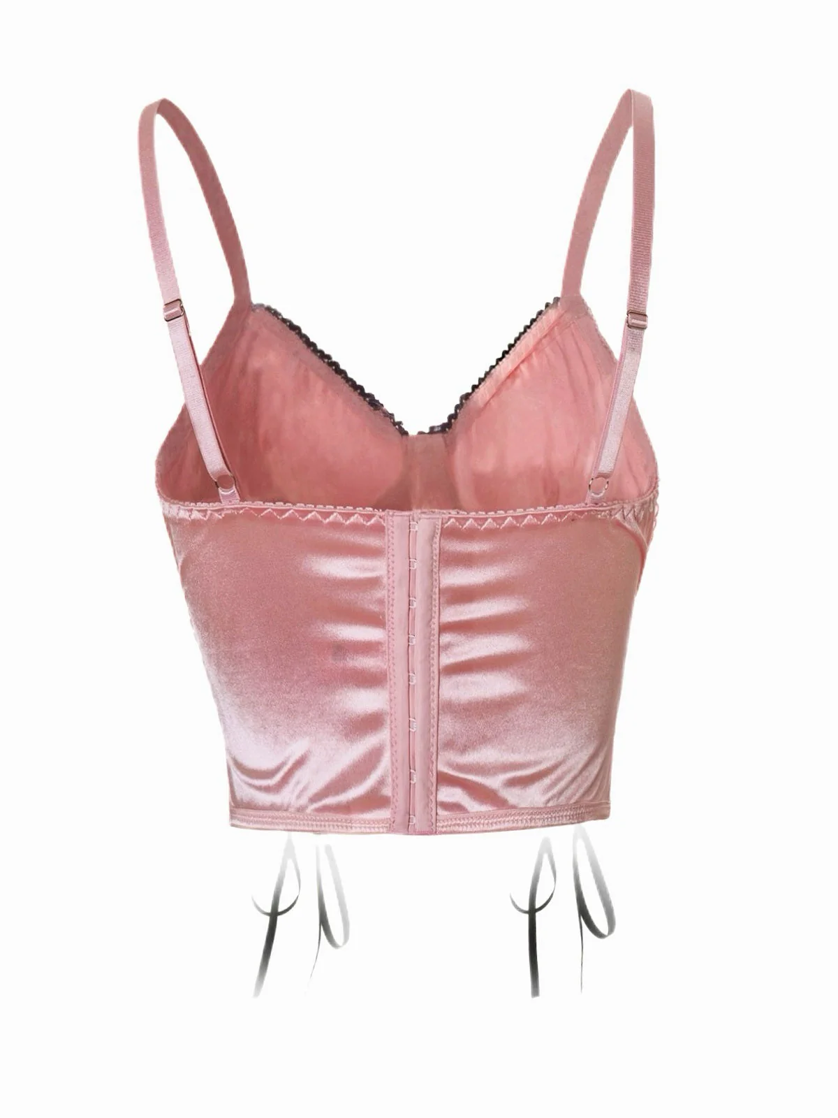 Rosa 1970er Kreuzen Gothic Satin Schnürung Leibchen - Image 2
