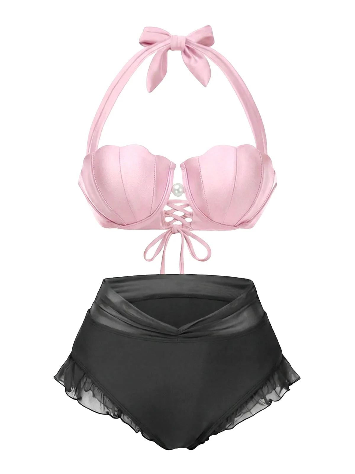 Lavendel 1970er Meerjungfrau Hülse Halter Bikini Set - Image 11