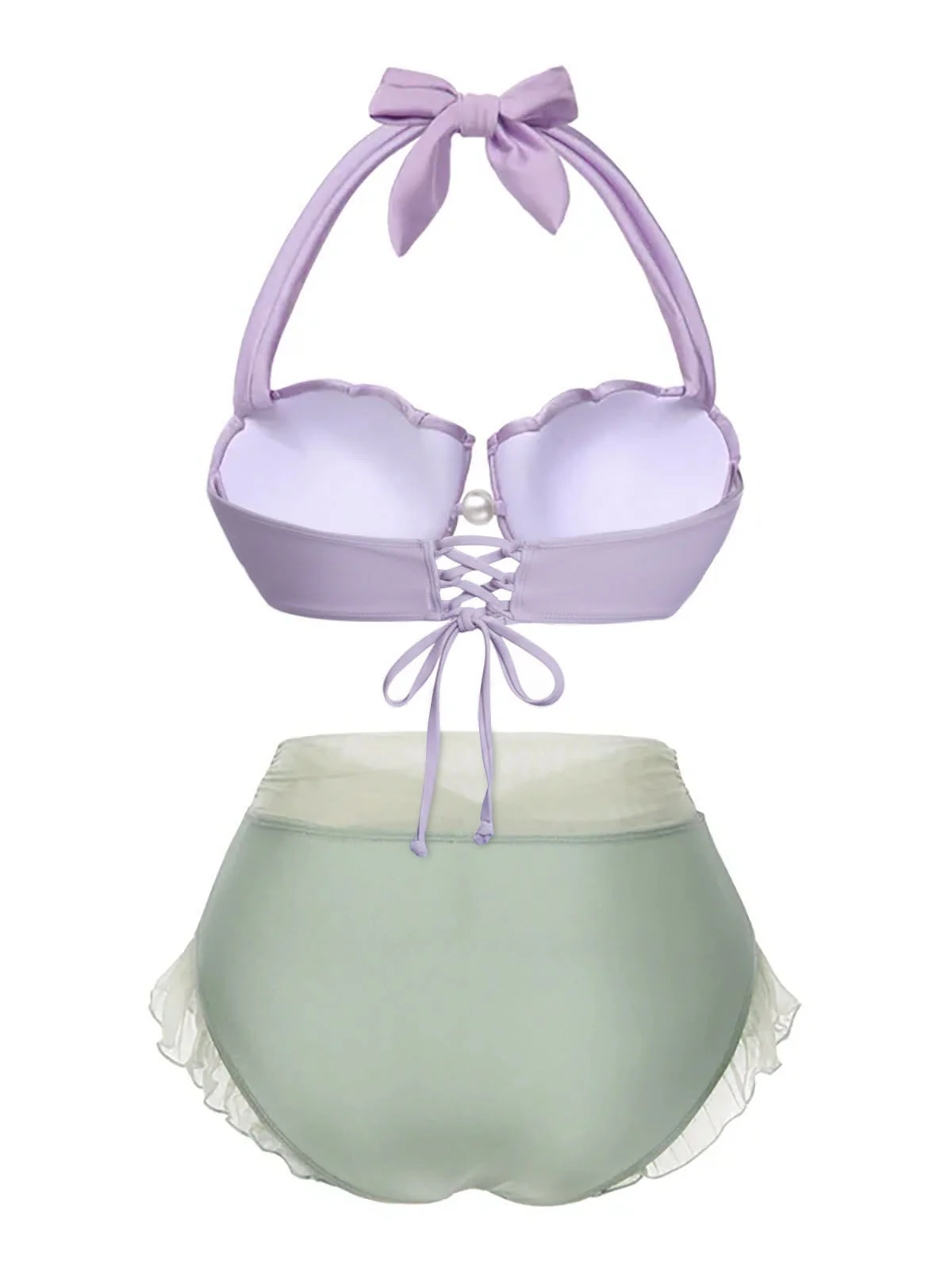 Lavendel 1970er Meerjungfrau Hülse Halter Bikini Set - Image 5