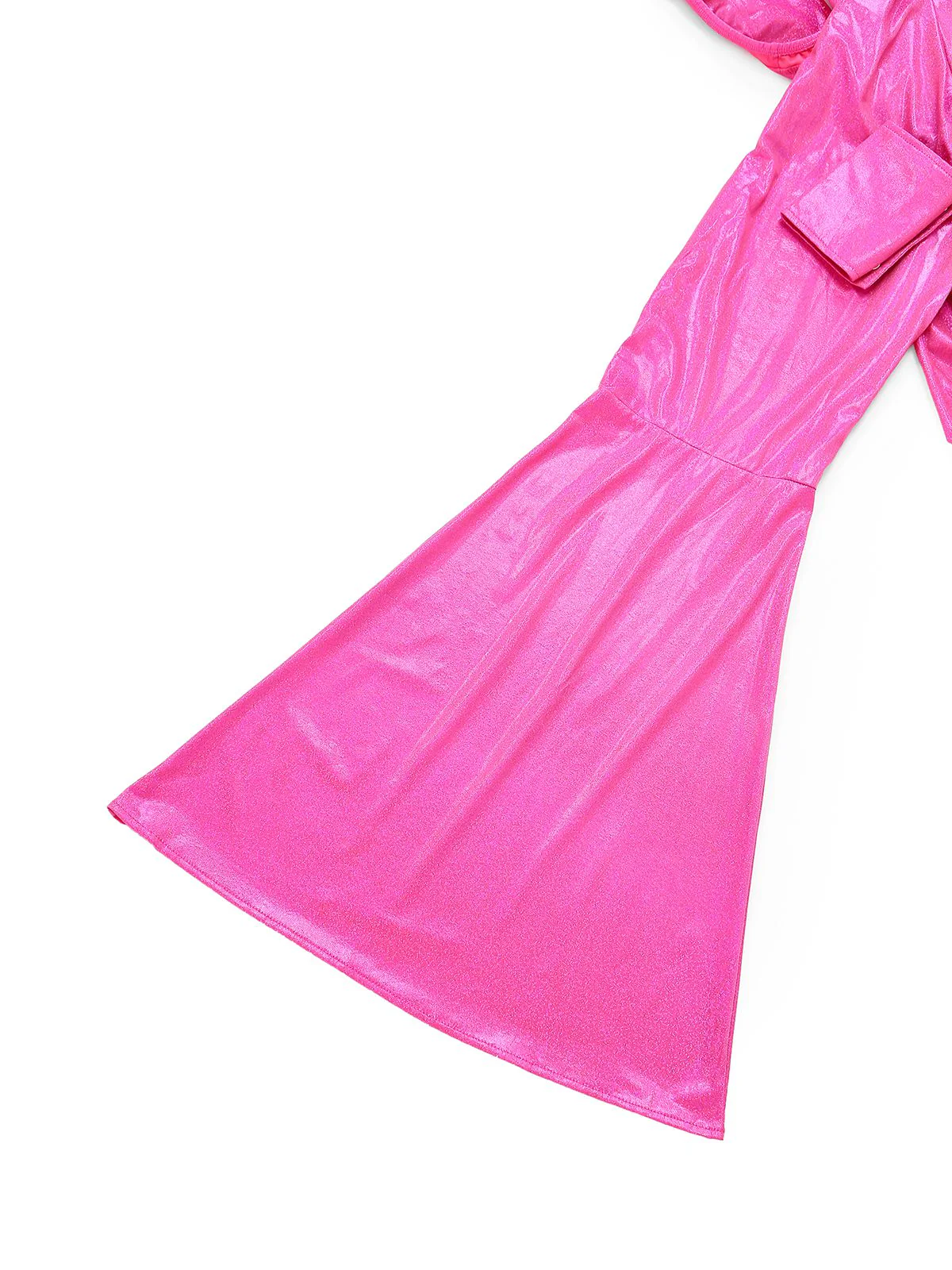 Rosa 1970er Metallisch Tief V-Ausschnitt Disko Jumpsuit - Image 4