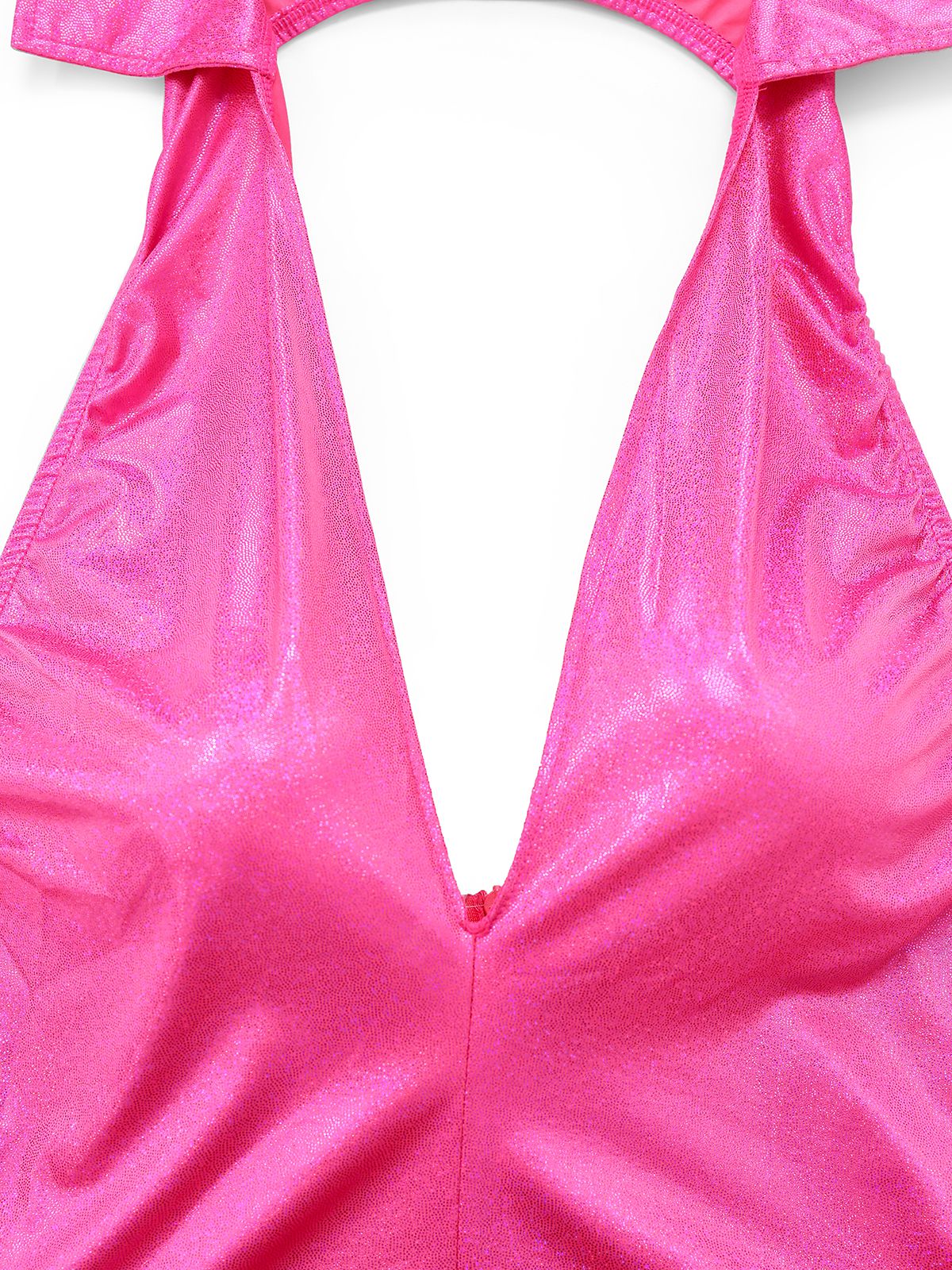 Rosa 1970er Metallisch Tief V-Ausschnitt Disko Jumpsuit - Image 6