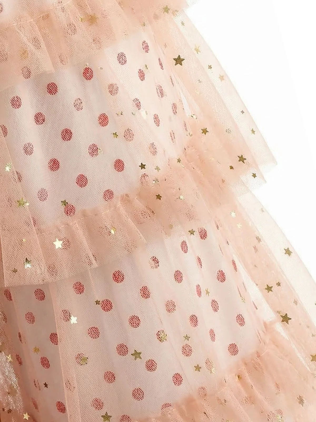 Rosa 1970er Polka Dot Tüll Gestuft Rüschen Hose - Image 4
