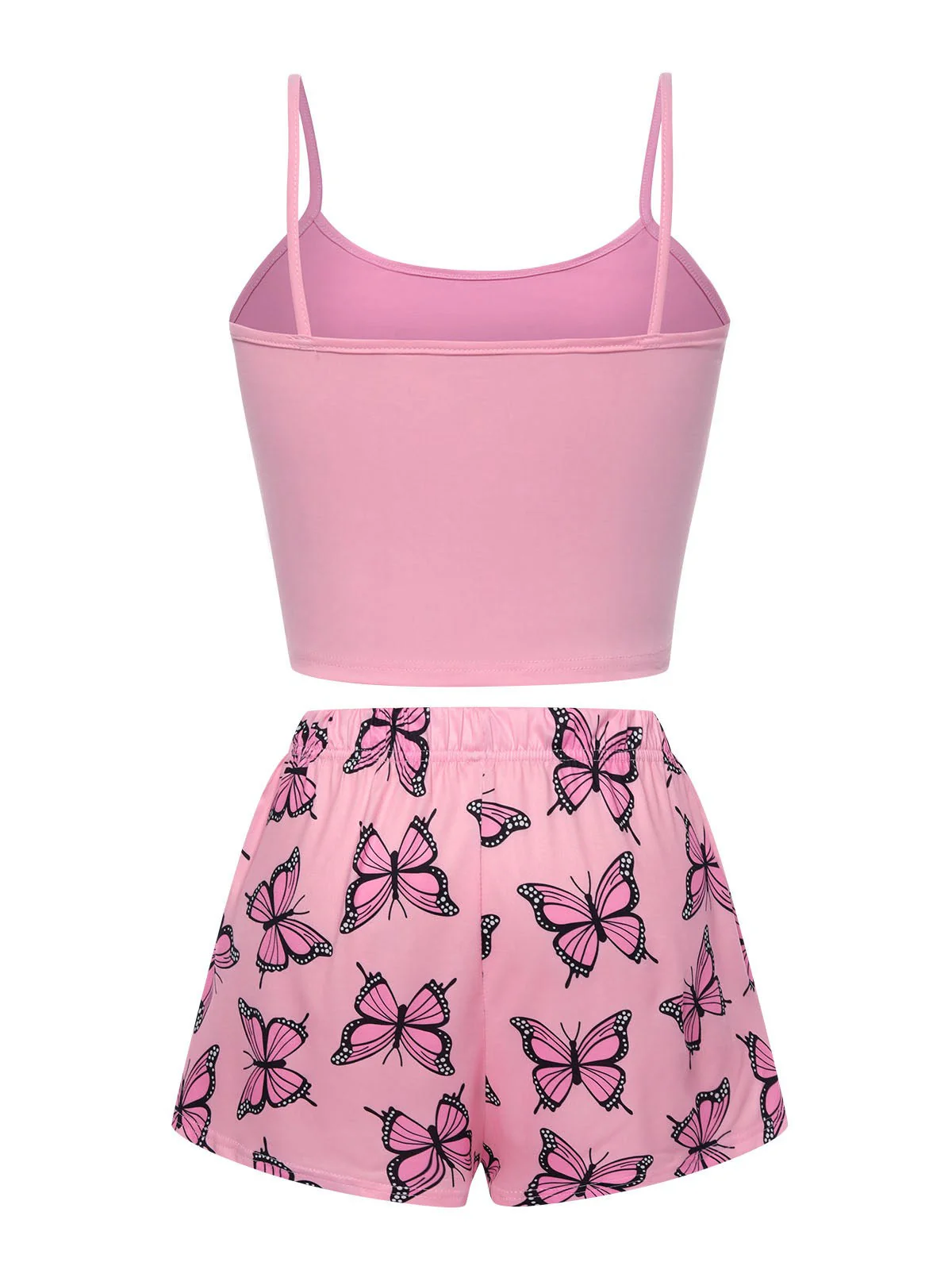 Rosa 1970er Spaghetti Träger Schmetterling Pyjama - Image 3
