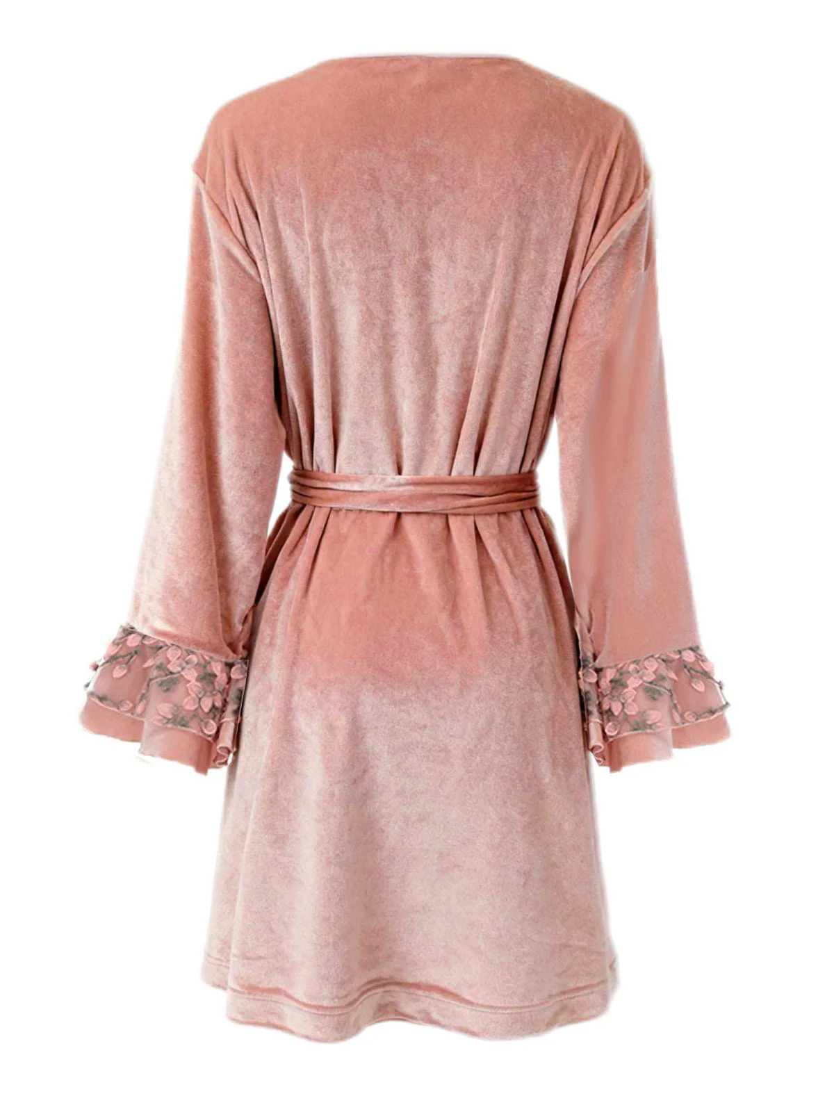 Rosa 1980er Blumen Cuff Samt Gürtel Robe - Image 2