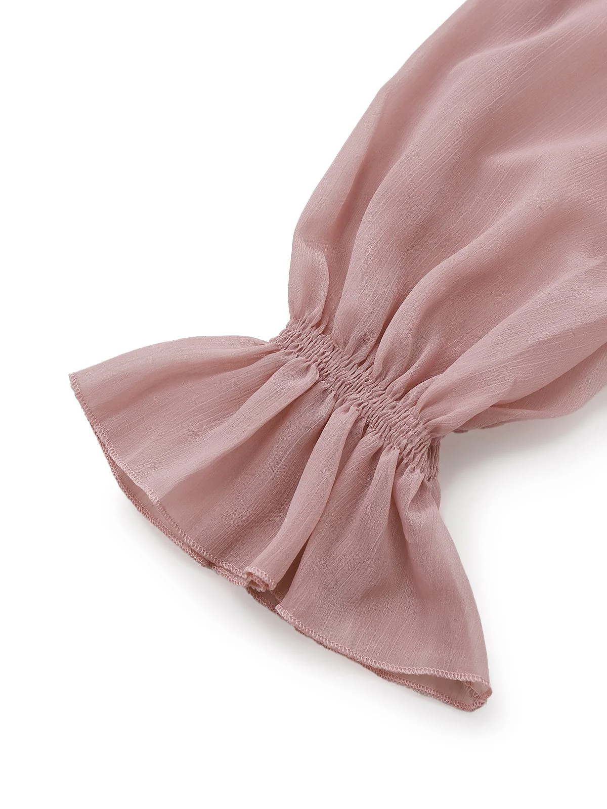 Rosa 1980er Chiffon Rüschen Hochhals Bluse - Image 4