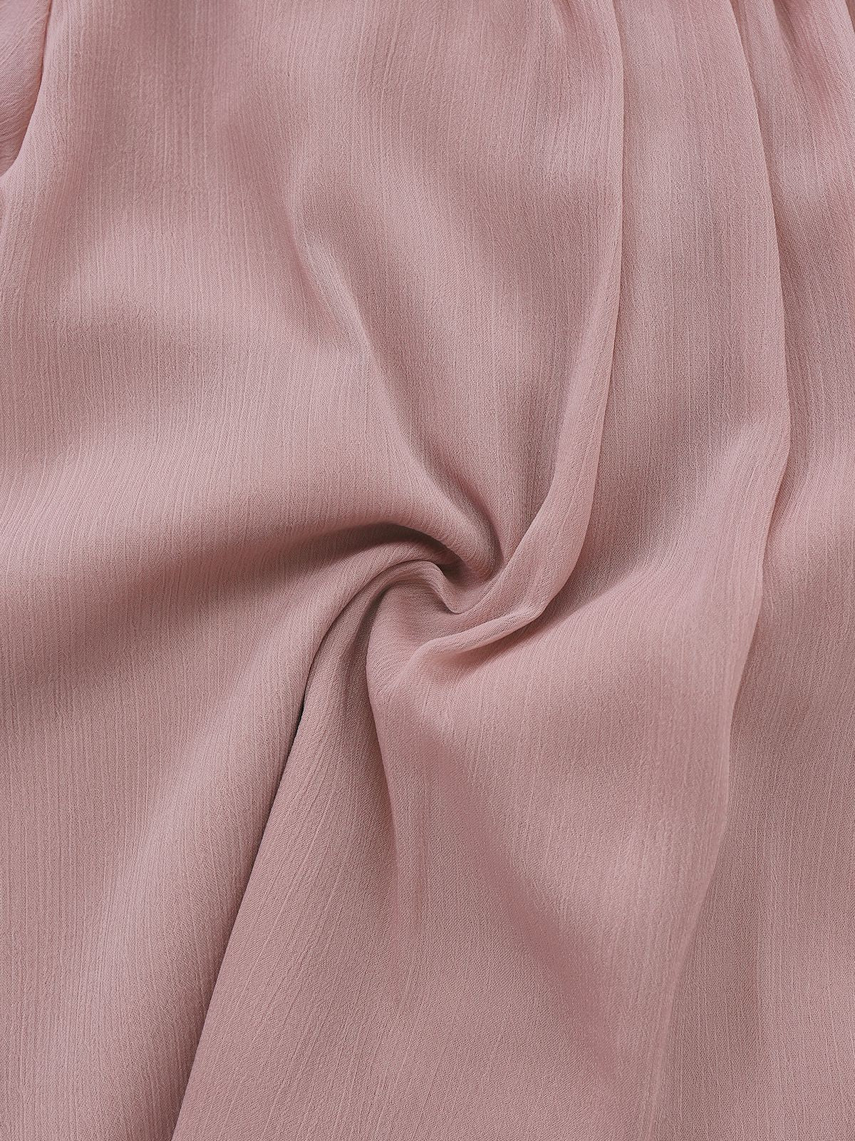 Rosa 1980er Chiffon Rüschen Hochhals Bluse - Image 6