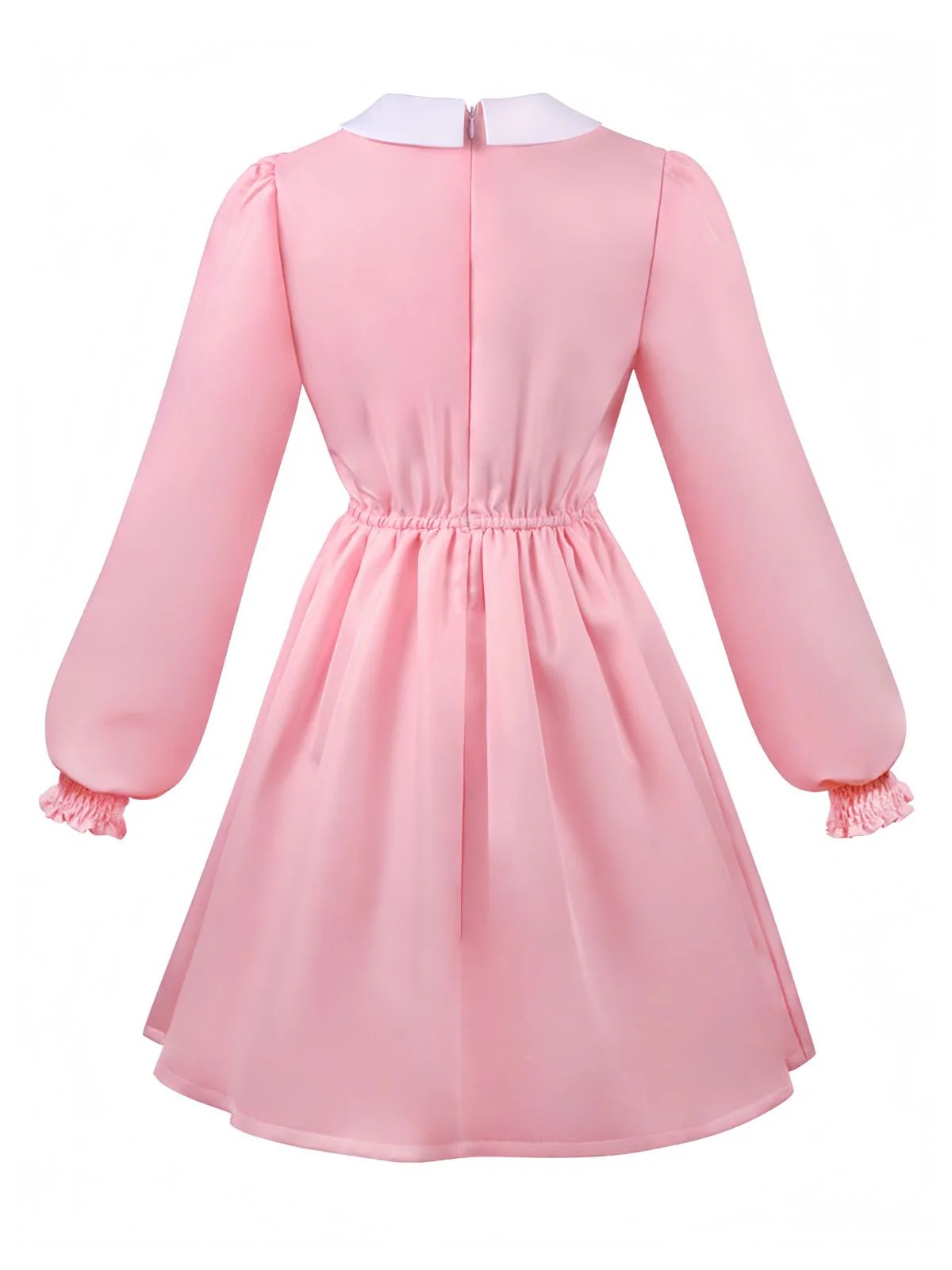 Rosa 1980er Gesmokt Stranger Things Kostüm Eleven Kleid - Image 3