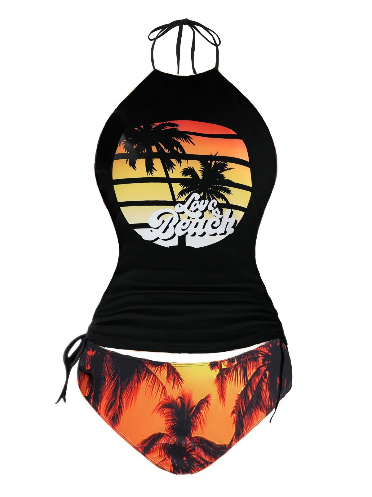 Rosa 1980er Punk Halter Skeleton Strand Bikini Set - Image 2