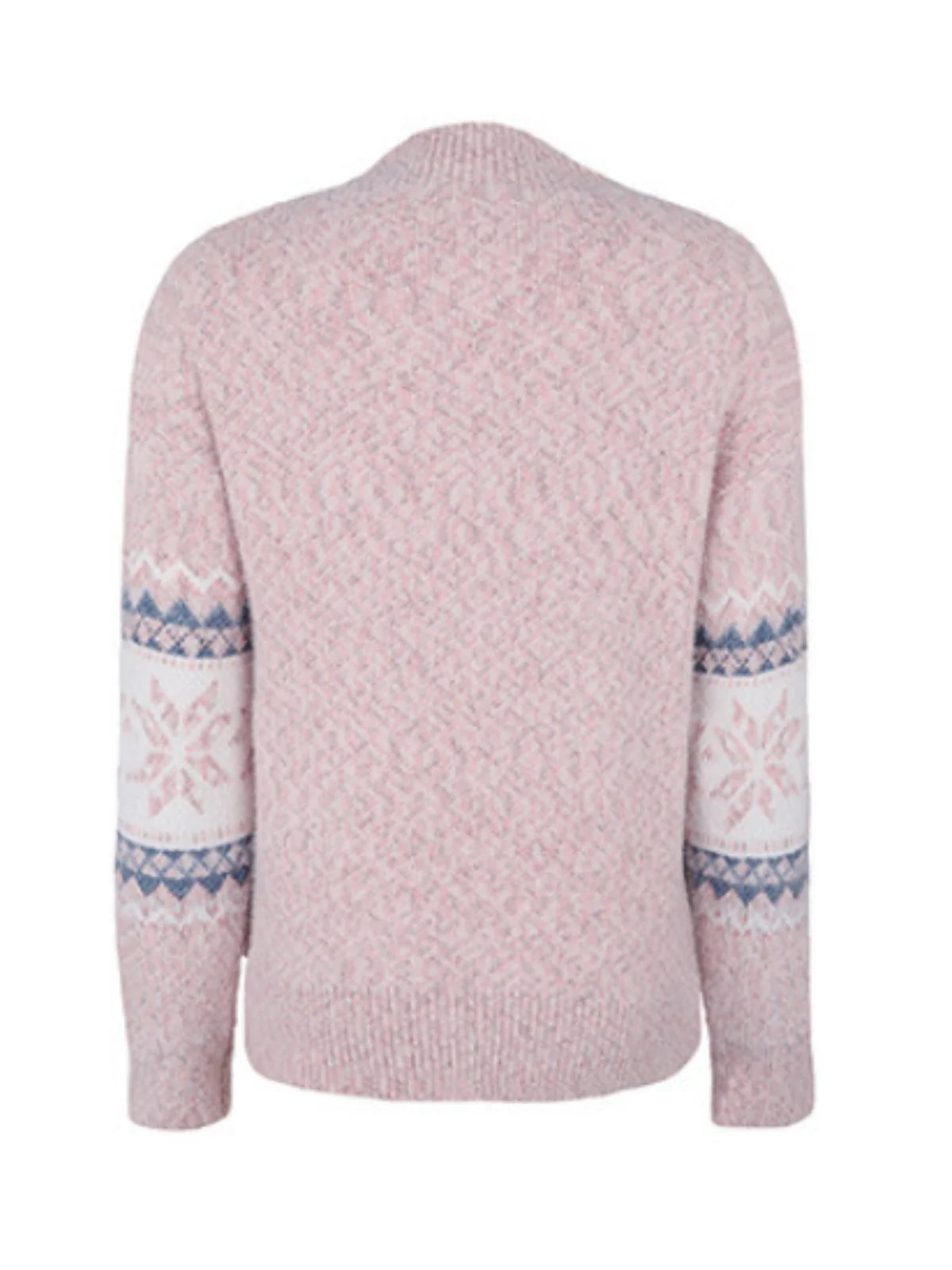 Rosa 1980er Weihnachten Schneeflocke Hoher Kragen Pullover - Image 2