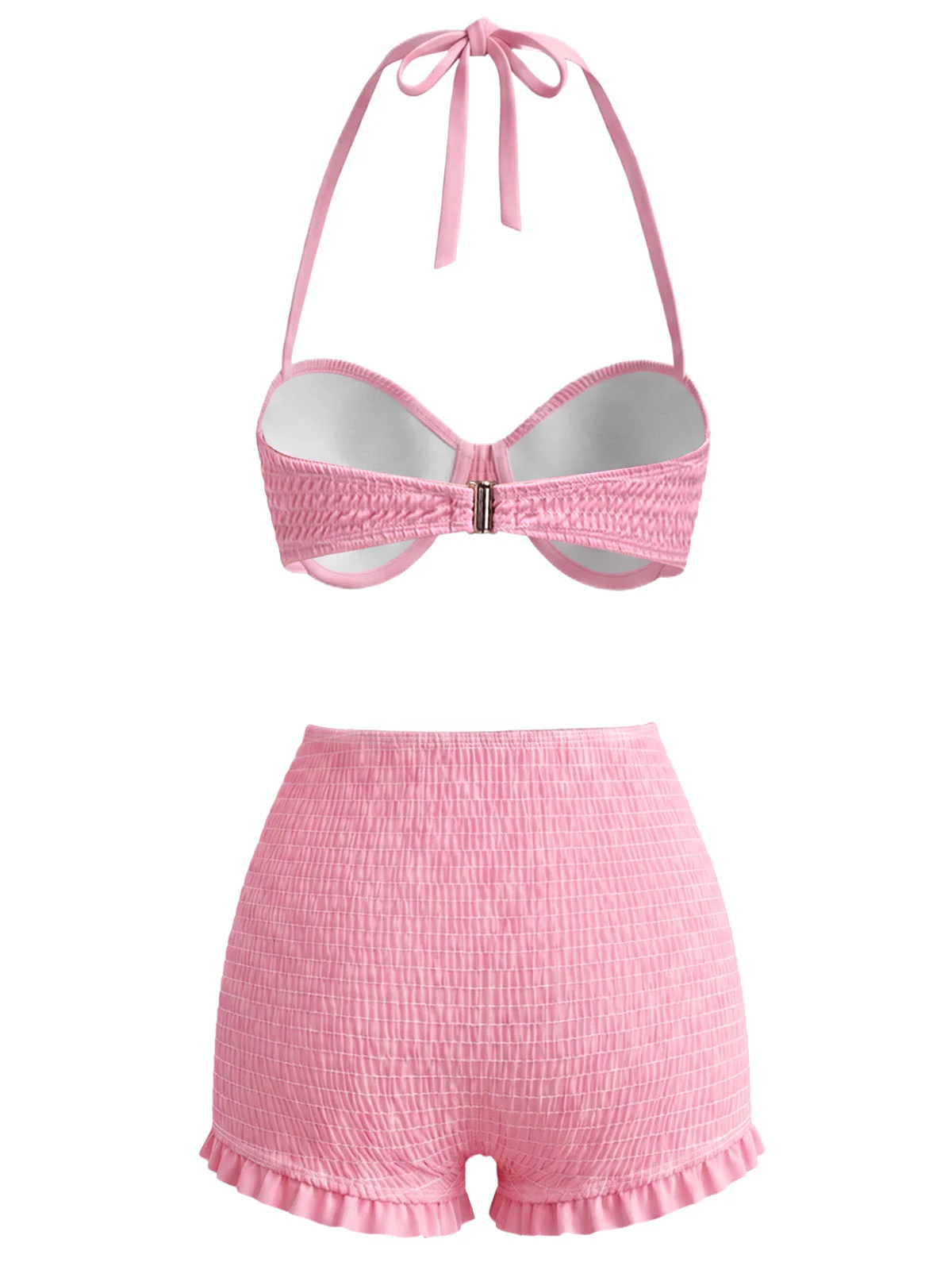 [Vorverkauf] Rosa 50er Bikini-Set & Erdbeer-Cover-Up mit Smock-Design und Neckholder - Image 6