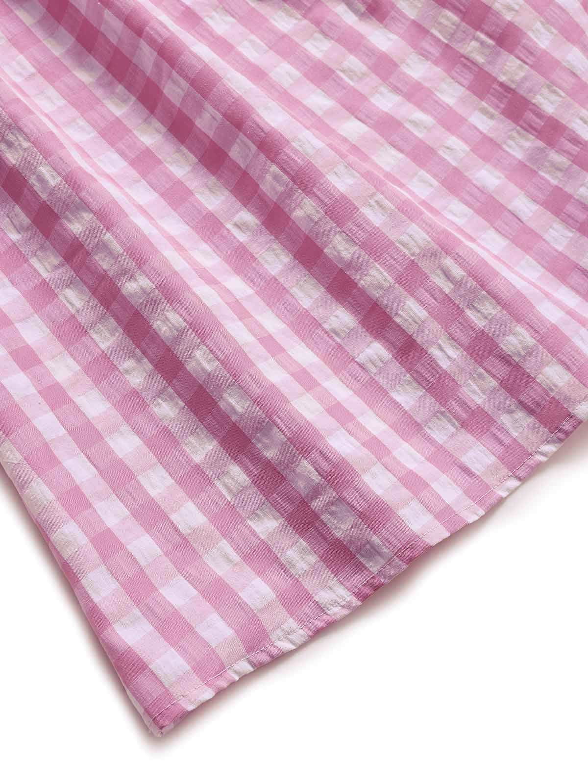 [Vorverkauf] Rosa 60er Gingham Pyjama Set mit Schleife und Rüschen - Image 7
