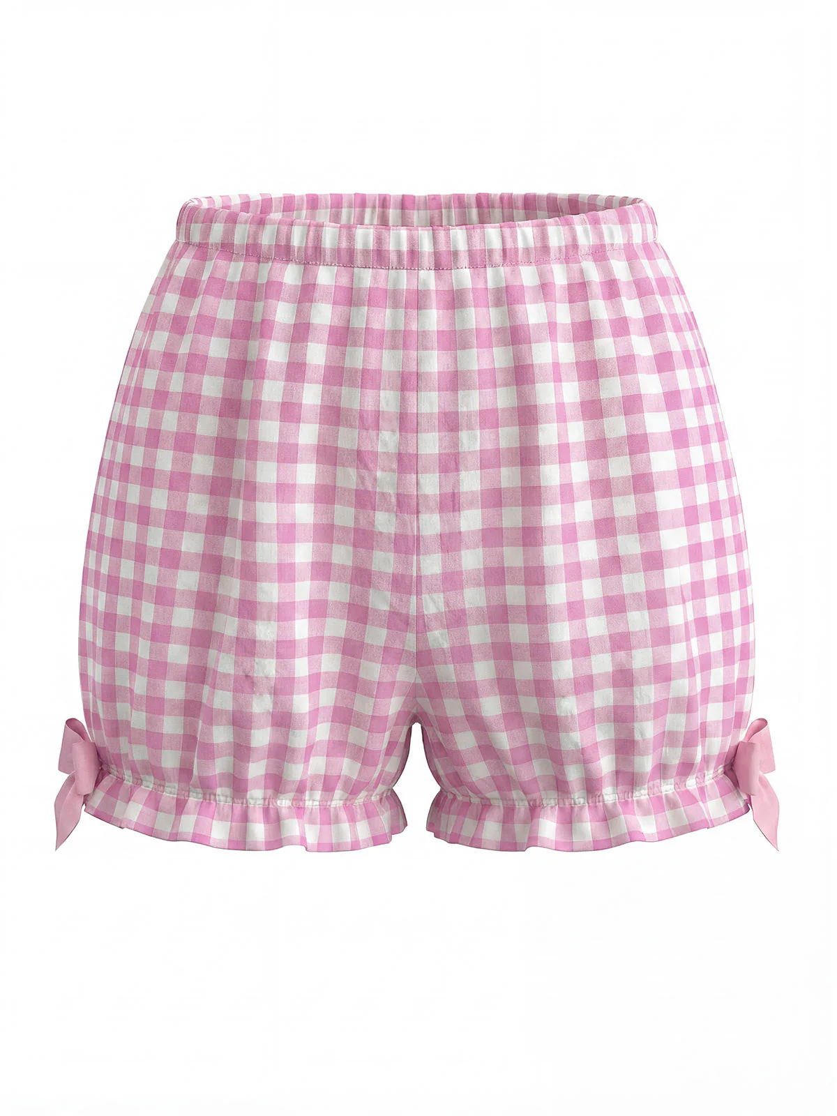 [Vorverkauf] Rosa 60er Gingham Pyjama Set mit Schleife und Rüschen - Image 8