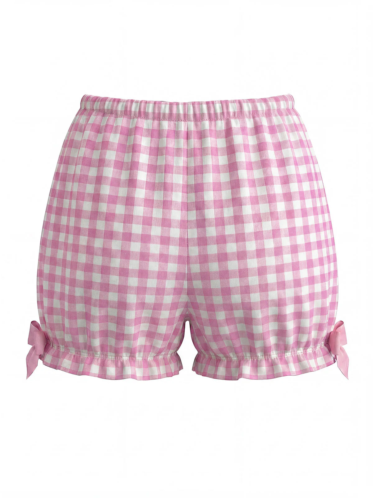 [Vorverkauf] Rosa 60er Gingham Pyjama Set mit Schleife und Rüschen - Image 9