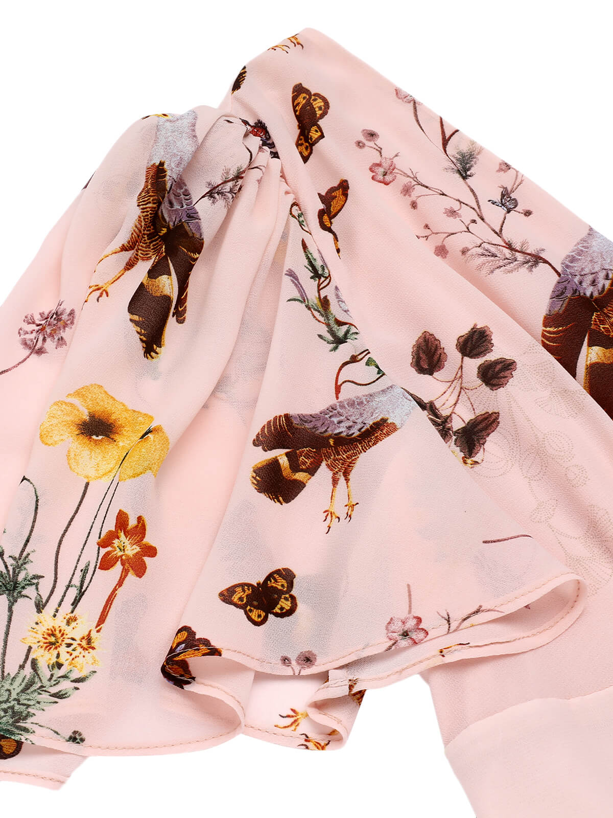 Rosa 1950er Blumen Vögel Bowknot V-Ausschnitt Kleid - Image 6
