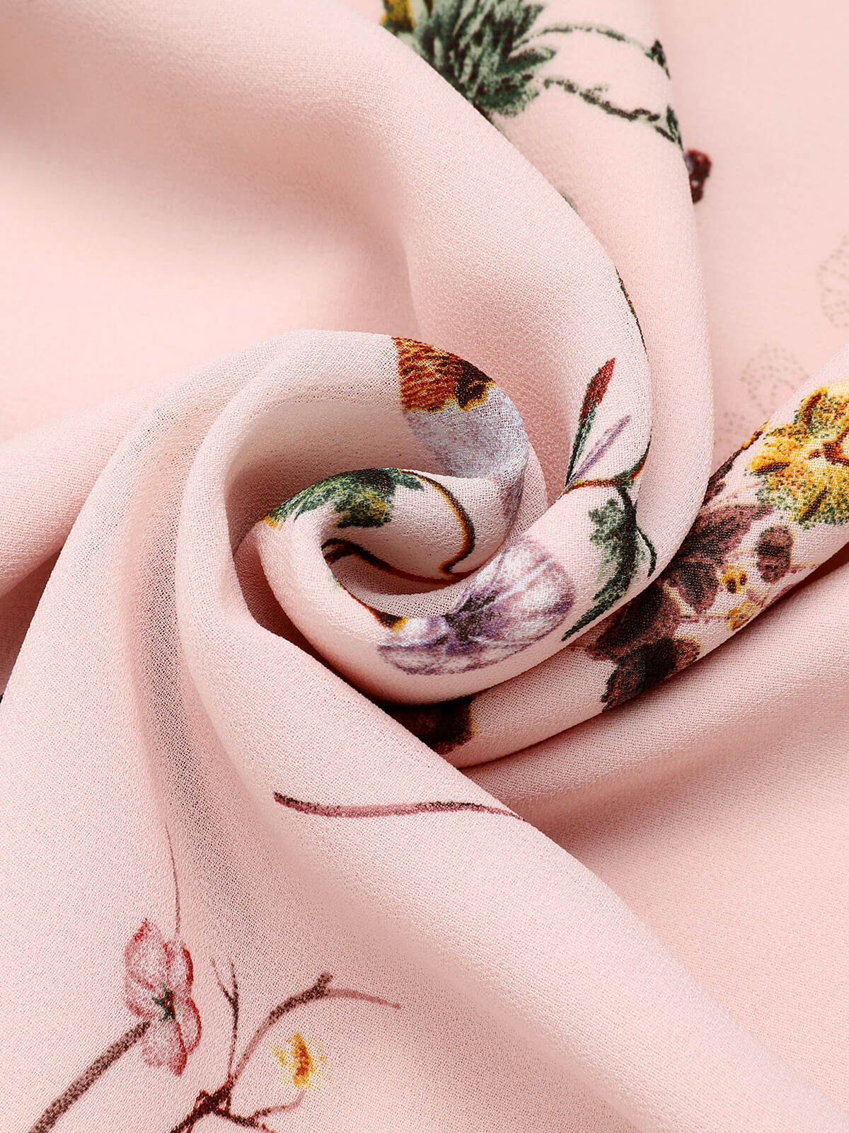 Rosa 1950er Blumen Vögel Bowknot V-Ausschnitt Kleid - Image 8