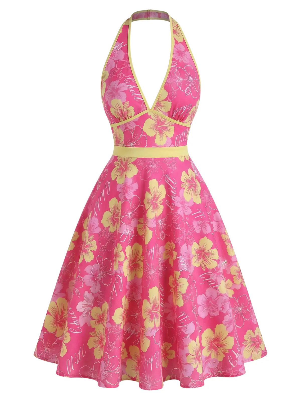 Orange 1950er Blumen V-Ausschnitt Kleid - Image 12
