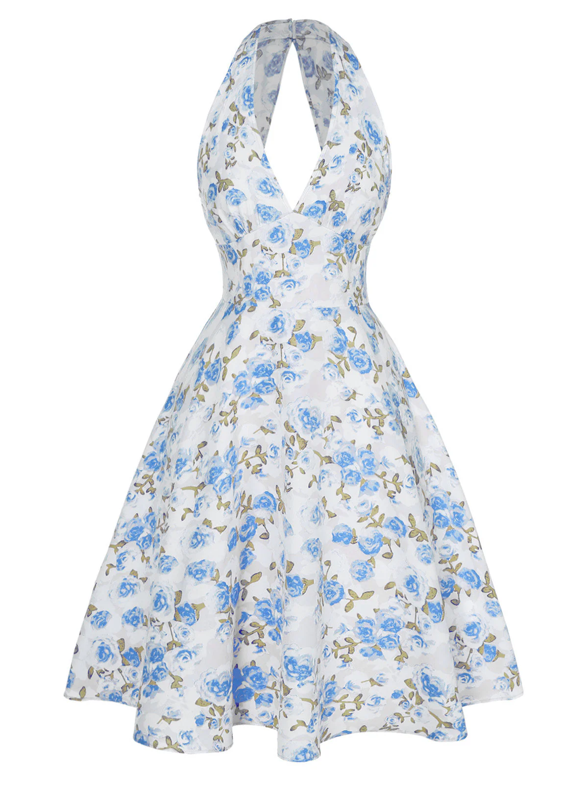 Orange 1950er Blumen V-Ausschnitt Kleid - Image 3