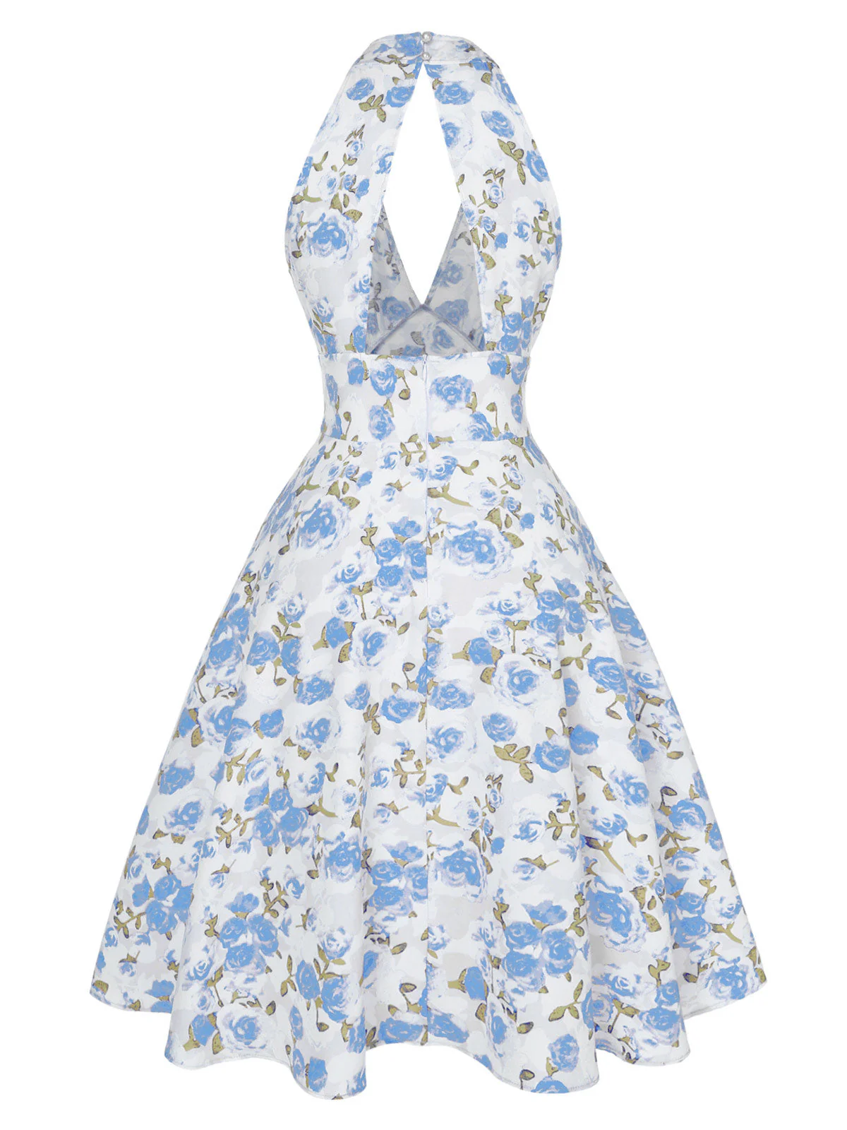 Orange 1950er Blumen V-Ausschnitt Kleid - Image 4