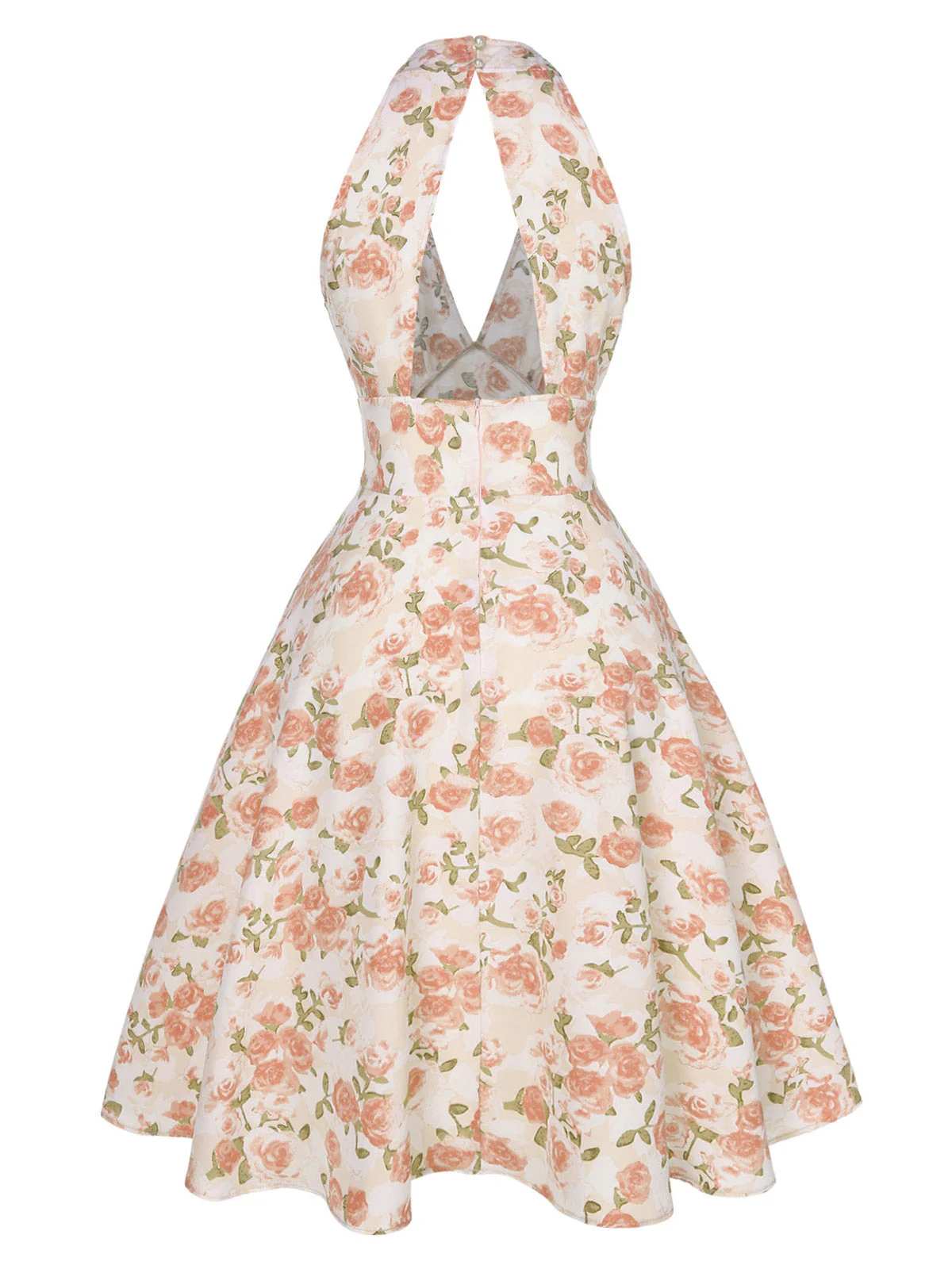 Orange 1950er Blumen V-Ausschnitt Kleid - Image 2