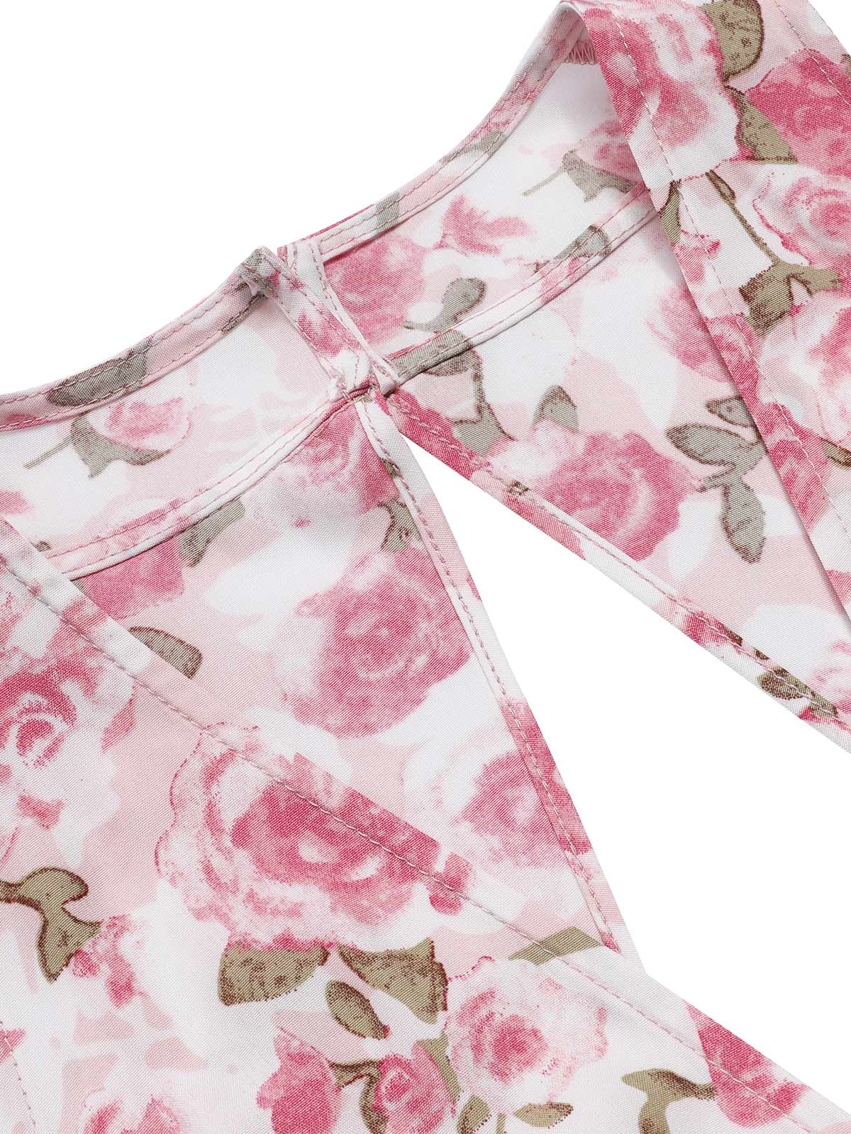 Rosa 1950er Blumen V-Ausschnitt Kleid - Image 7