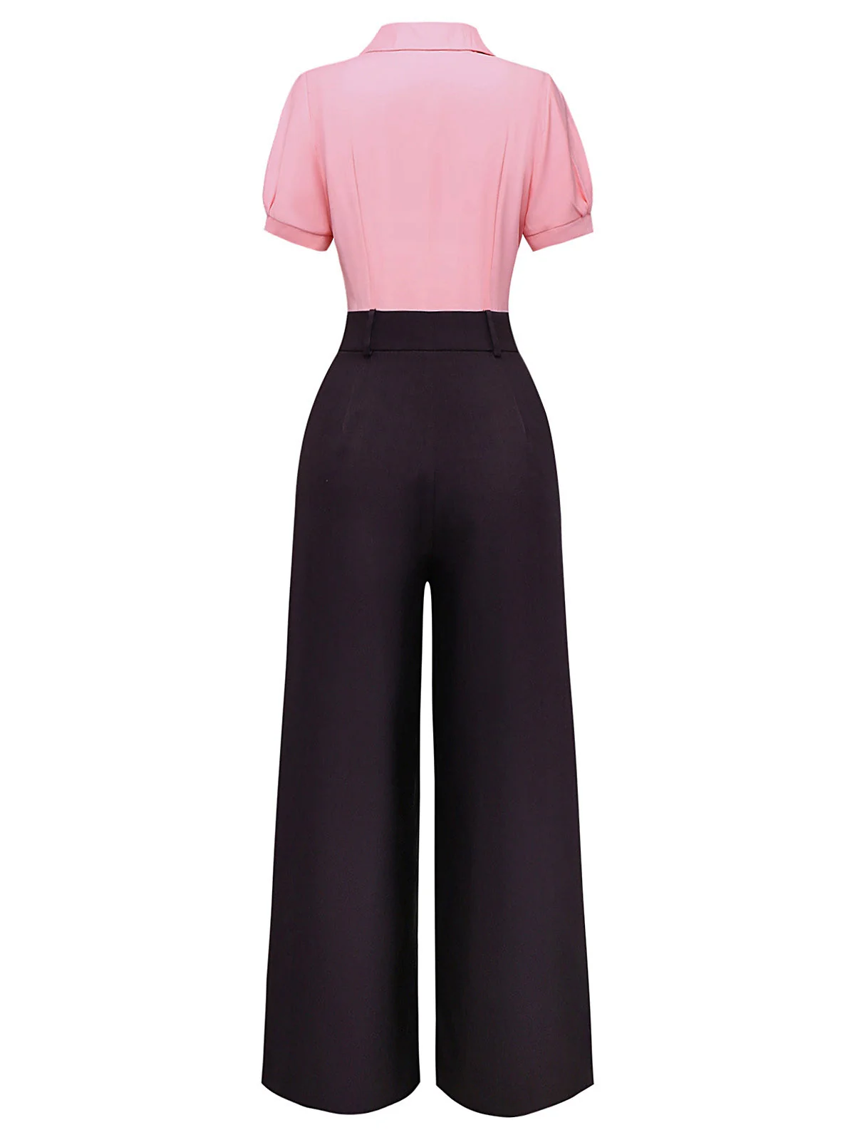 Rosa & Grau 1930er Bogen Kragen Revers Jumpsuit - Image 5