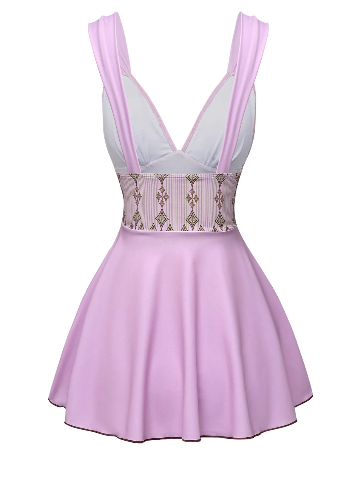 Rosaviolett 1940er Breite Träger Geometrisch Badekleid - Image 2