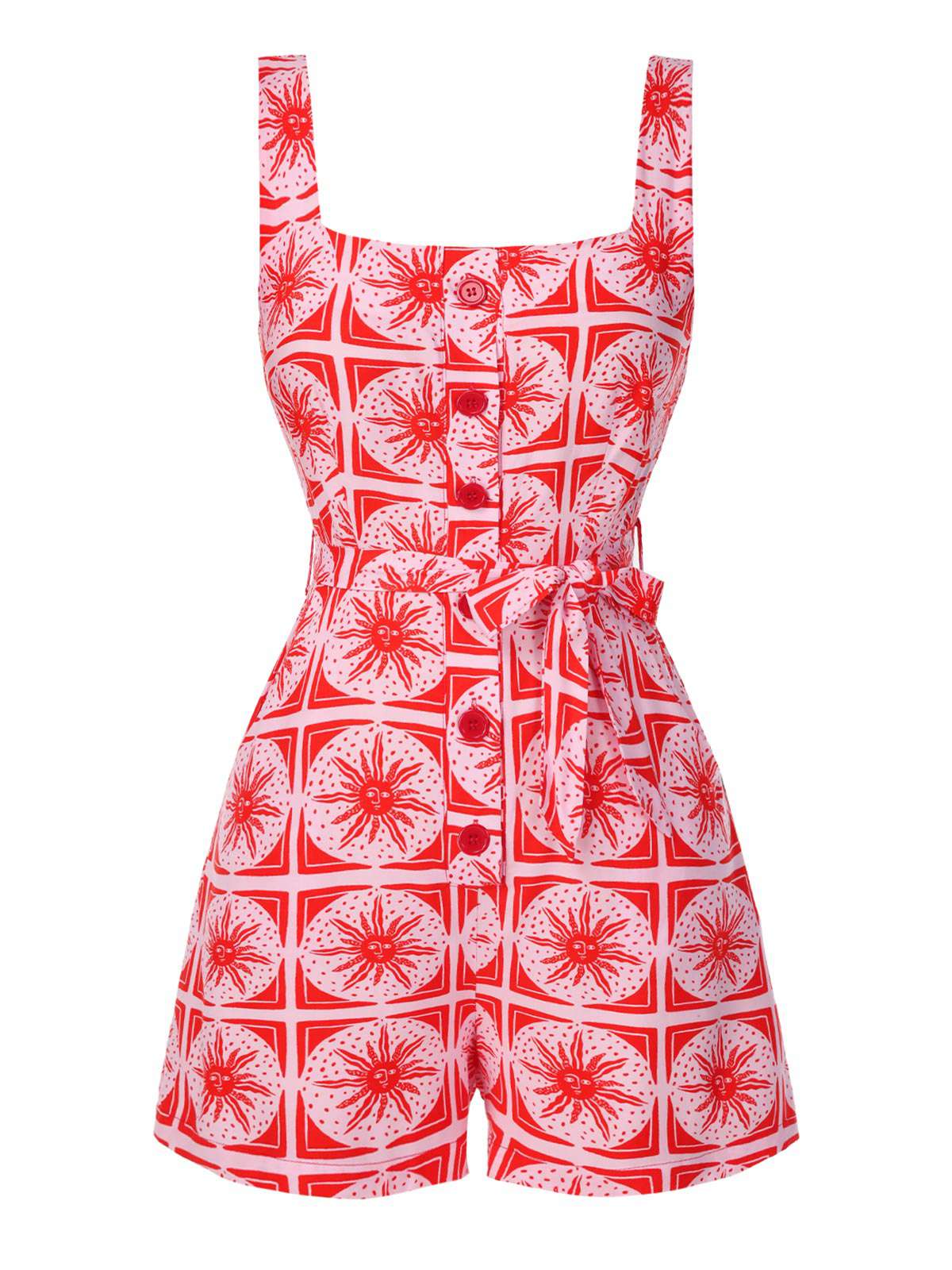 Rose Rosa 1950er Sonnentotem Taste Romper - Image 2