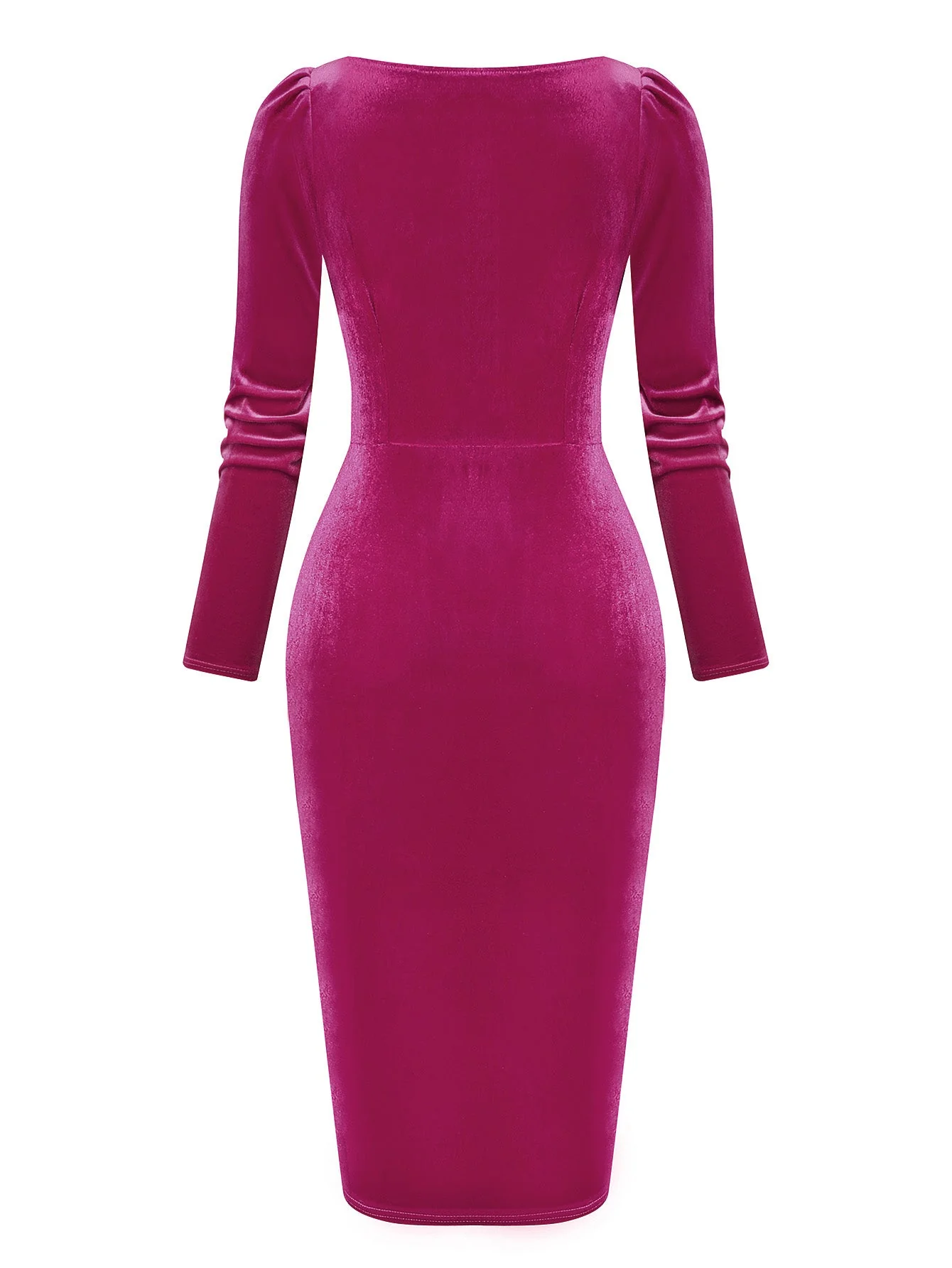 Rose Rosa 1960er Wasserfallkragen Samt Schlitz Kleid - Image 3