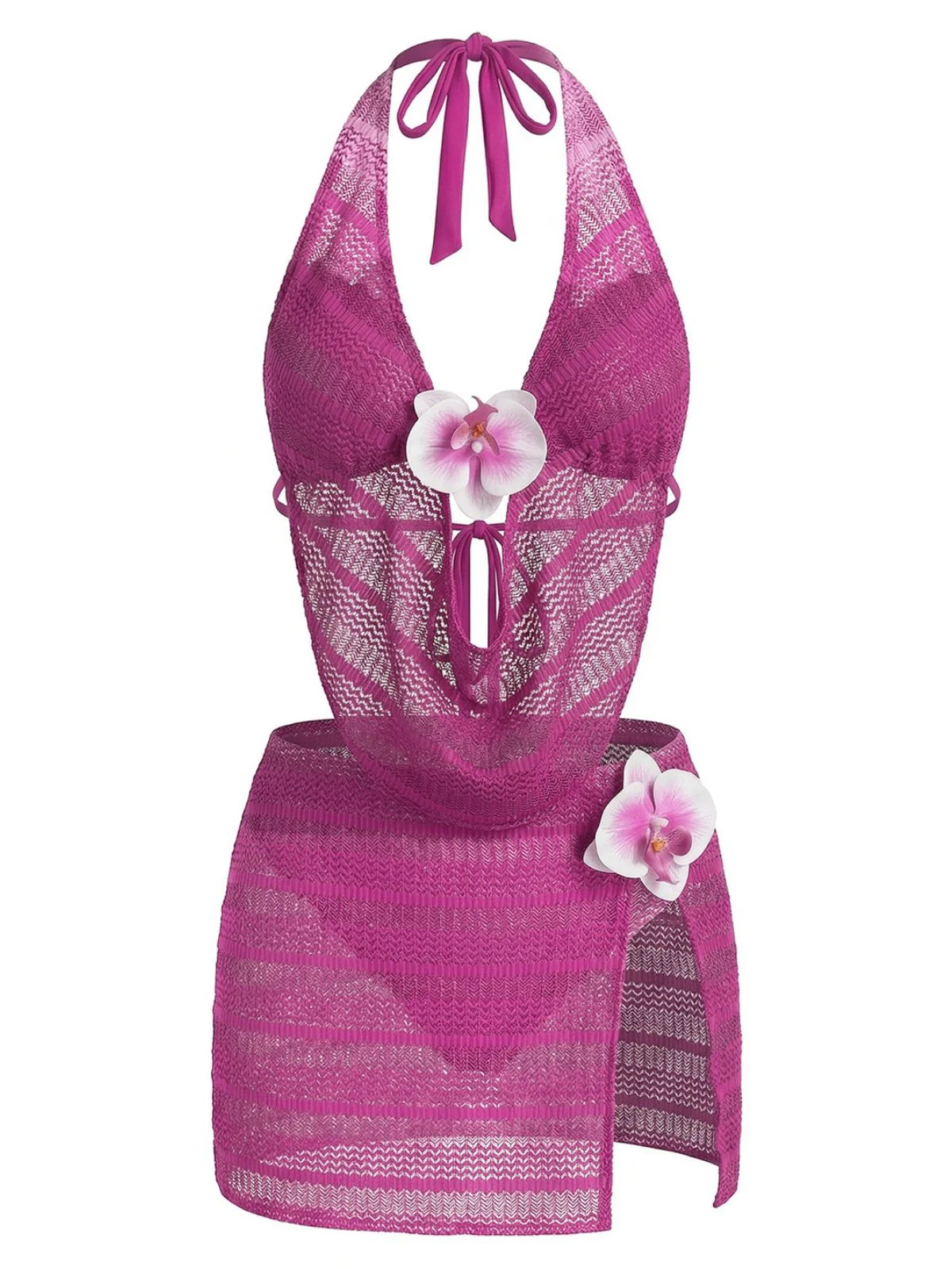 Rosenrot 1950er Halter Cutout Bikini Set & Cover-Up - Image 2