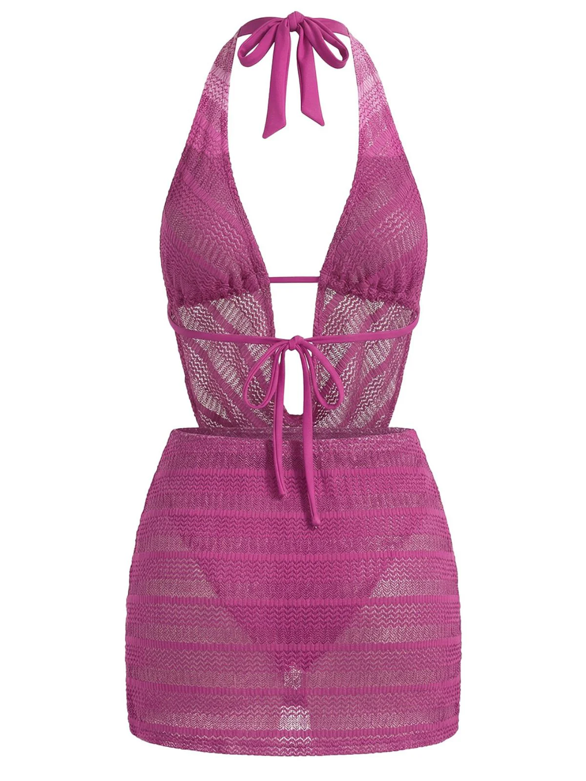 Rosenrot 1950er Halter Cutout Bikini Set & Cover-Up - Image 3
