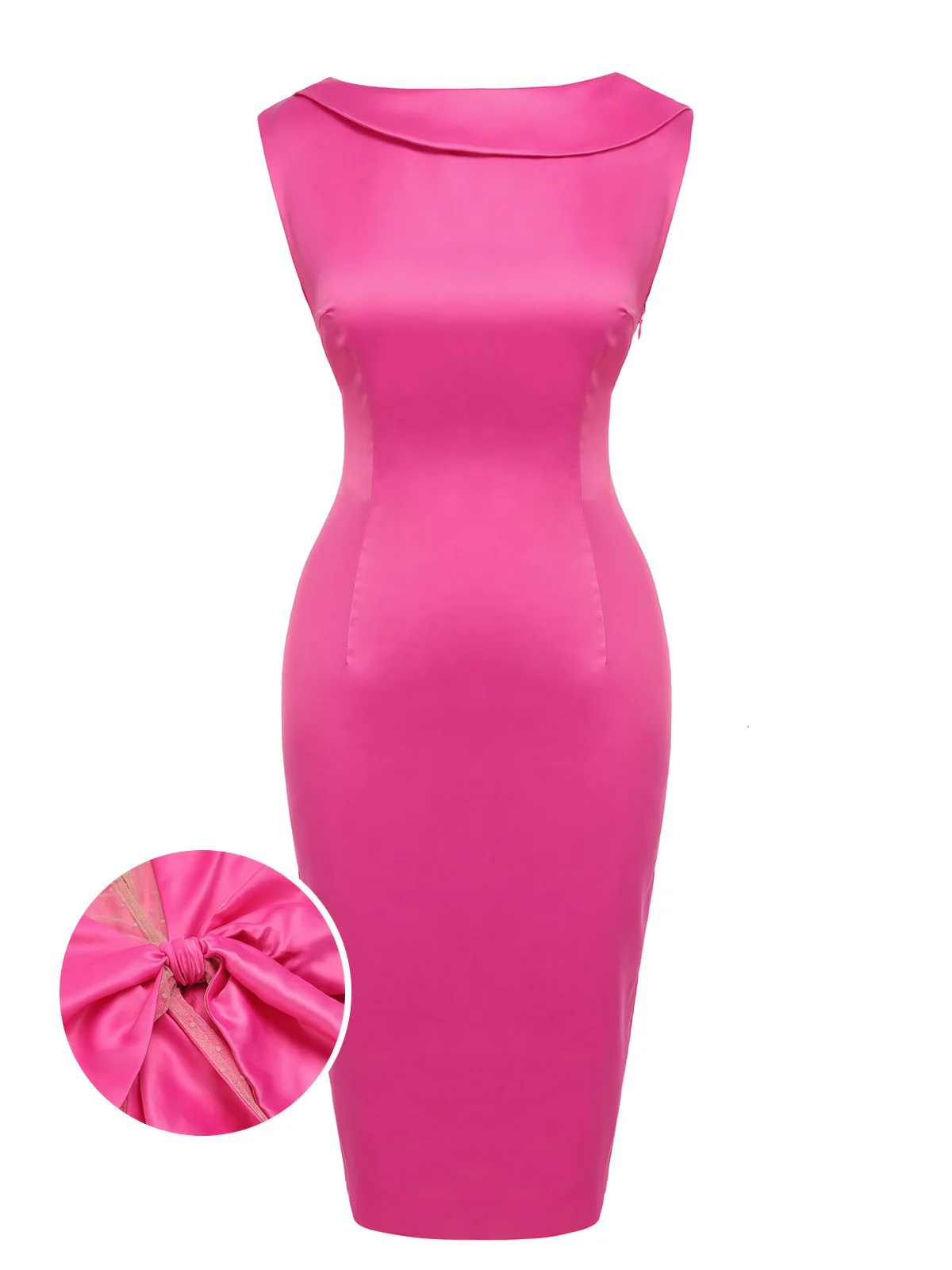 Rosenrot 1960s Satin Bleistiftkleid - Image 6