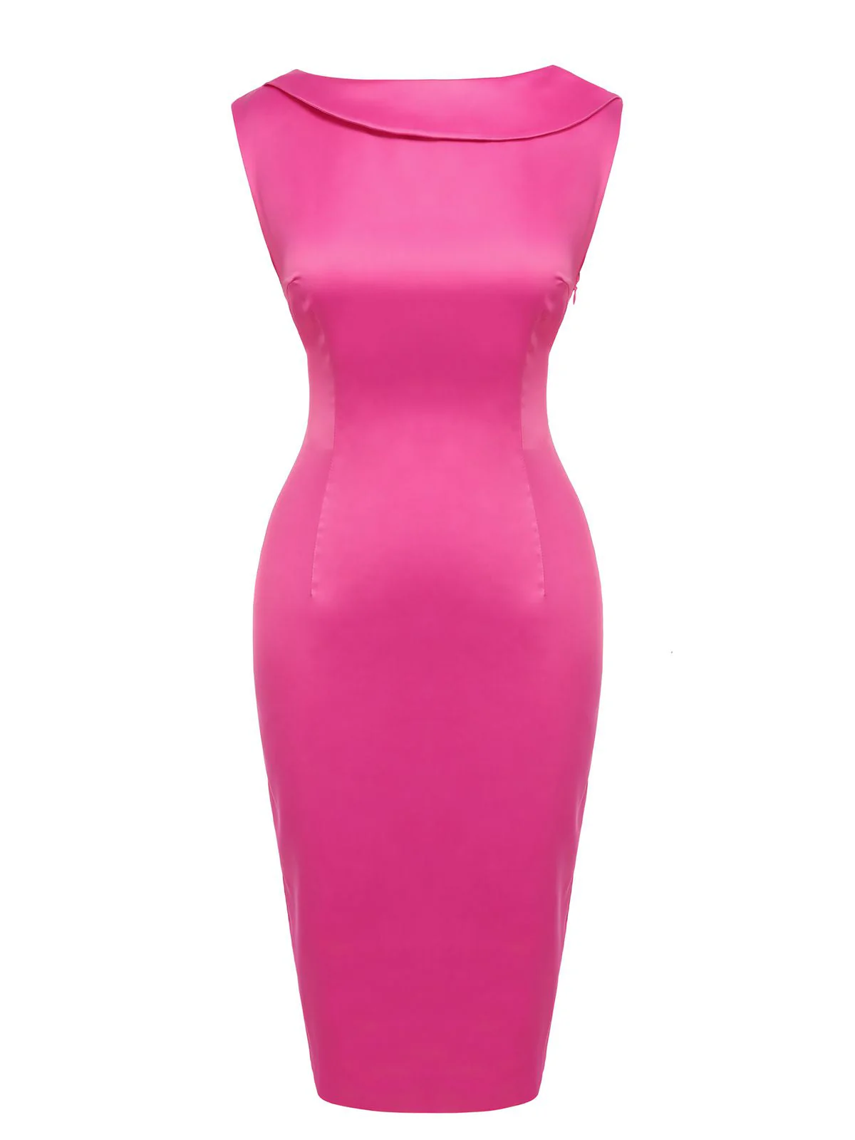 Rosenrot 1960s Satin Bleistiftkleid - Image 3