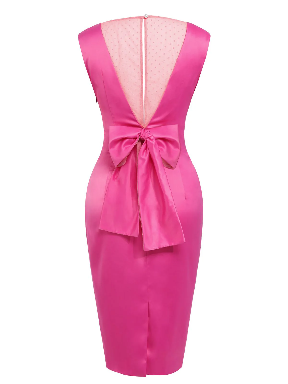 Rosenrot 1960s Satin Bleistiftkleid - Image 5