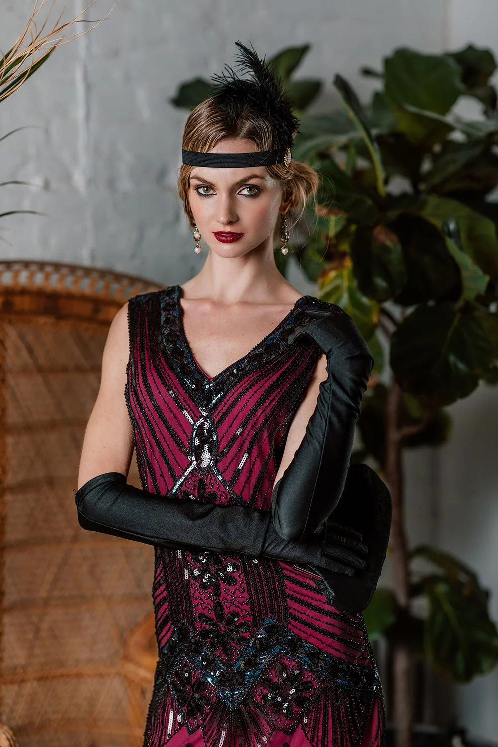 ROT 1920ER PERLEN PAILLETTEN FRANSEN FLAPPER KLEID - Image 5
