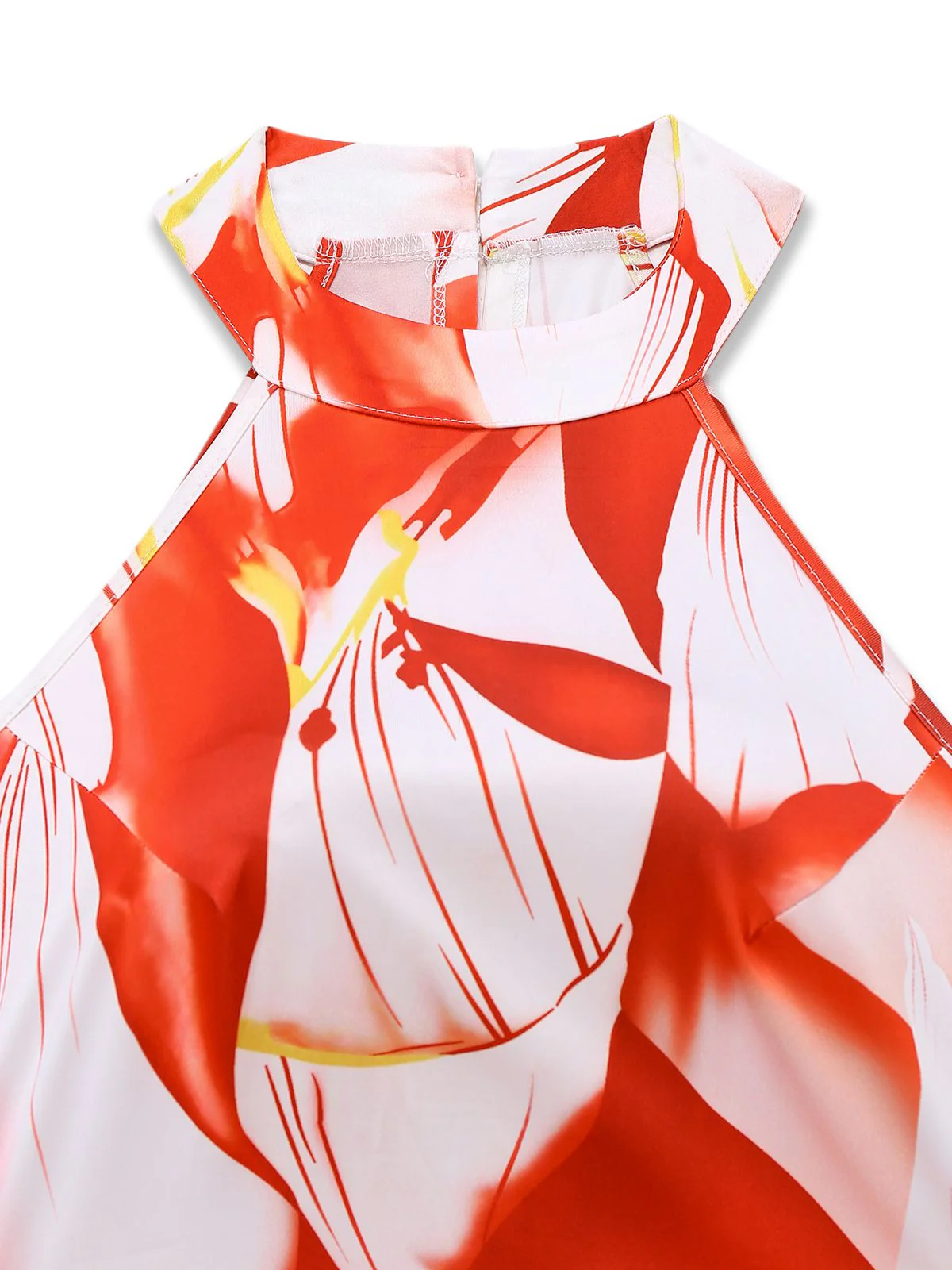 Rot 1930er Abstrakt Drucke Gürtel Ärmelloses Jumpsuit - Image 3