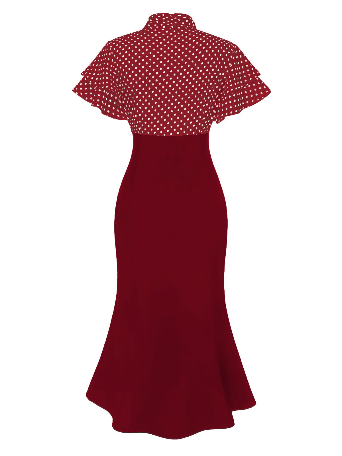 Rosa & Schwarz 1930er Dots Krawattenhals Meerjungfrauenkleid - Image 12