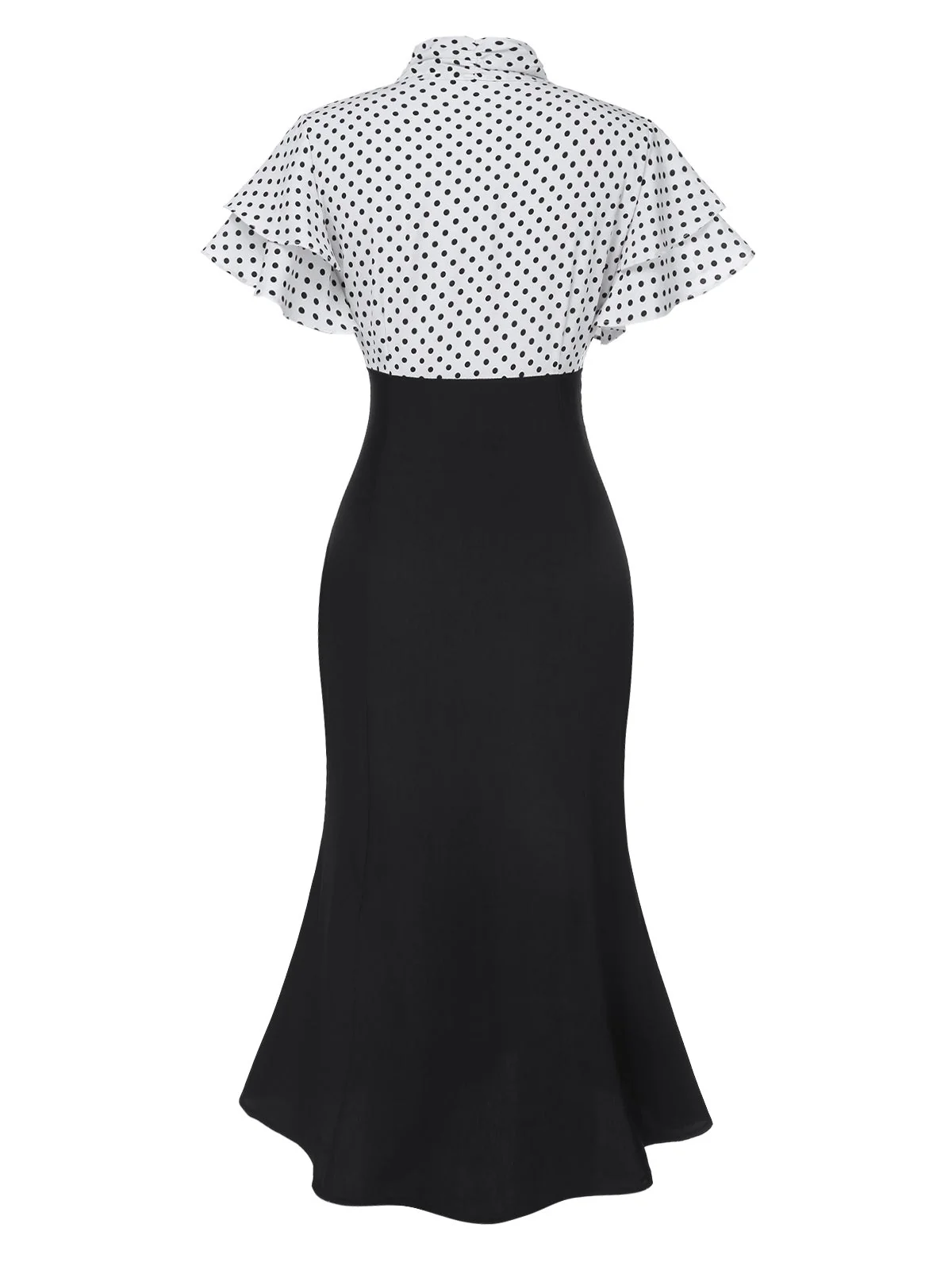 Rosa & Schwarz 1930er Dots Krawattenhals Meerjungfrauenkleid - Image 7
