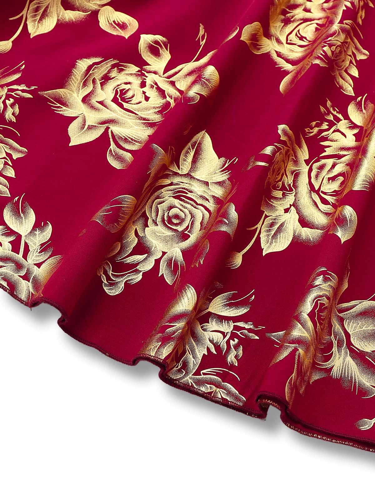 Rot 1930er Goldfolie Blumen Meerjungfrauen Durchsichtig Kleid - Image 6