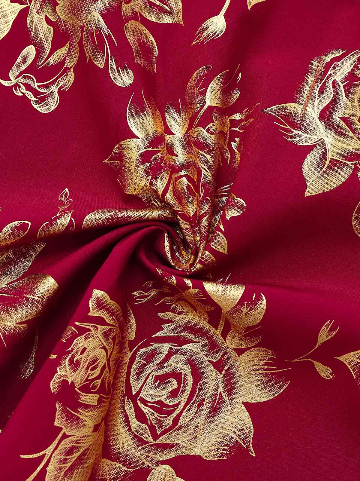 Rot 1930er Goldfolie Blumen Meerjungfrauen Durchsichtig Kleid - Image 7