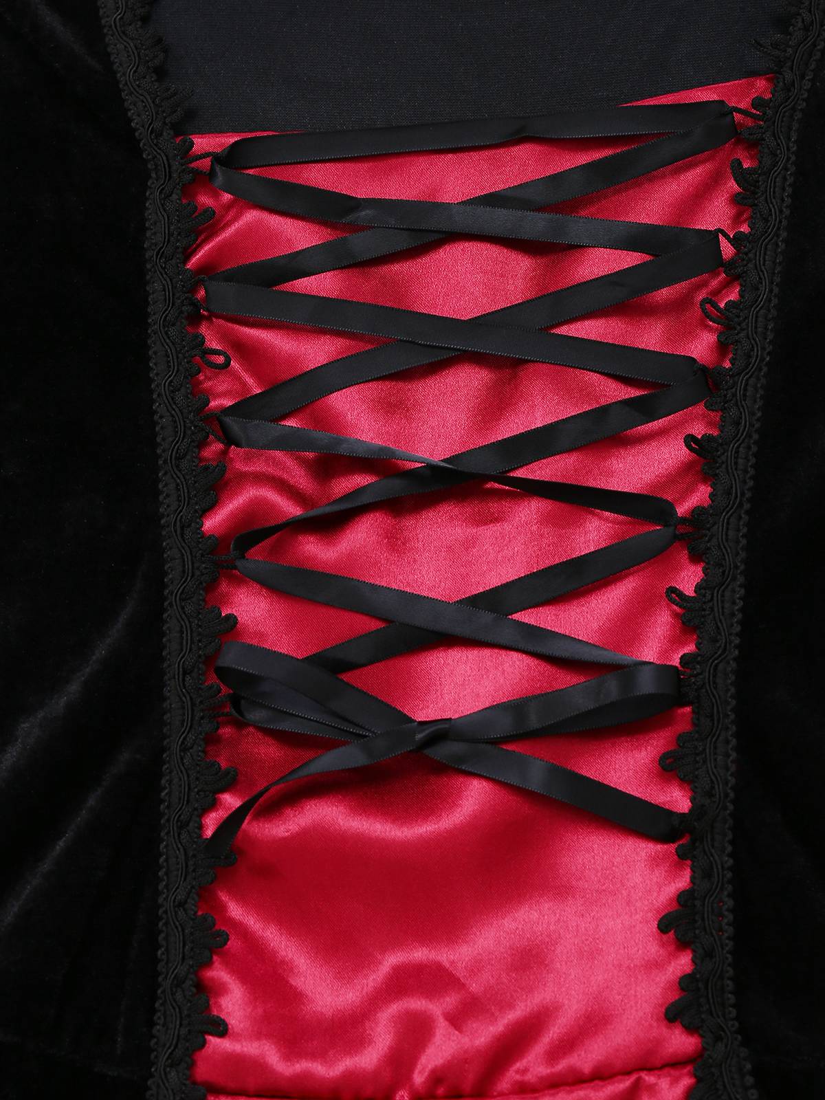 Rot 1930er Halloween Vampir Königin Schnürung Kleid - Image 4